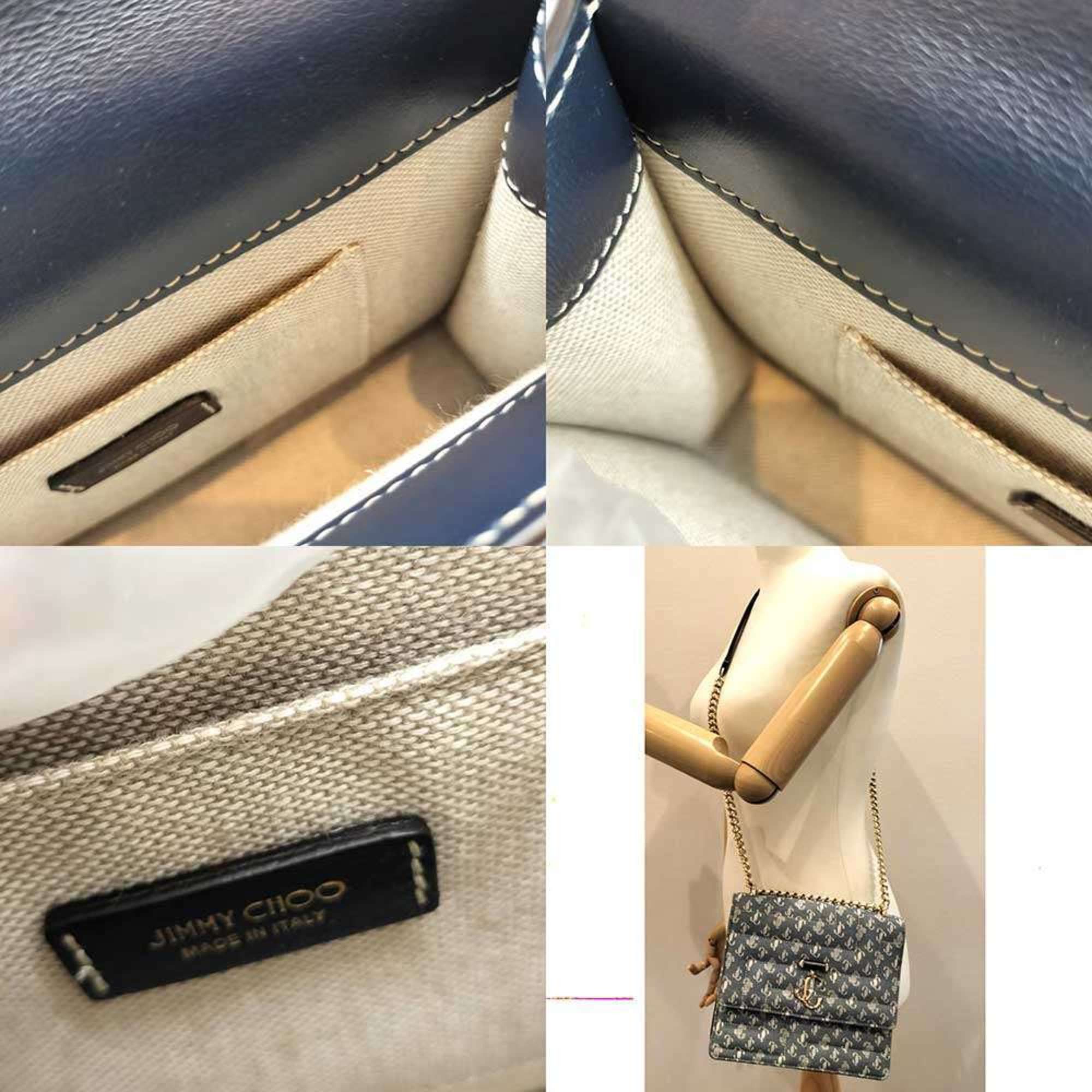 Jimmy Choo Jimmy Choo Varenne Avenue Chain Shoulder Bag in Blue Denim Canvas, JC Women's Size ONE SIZE - 6 Thumbnail
