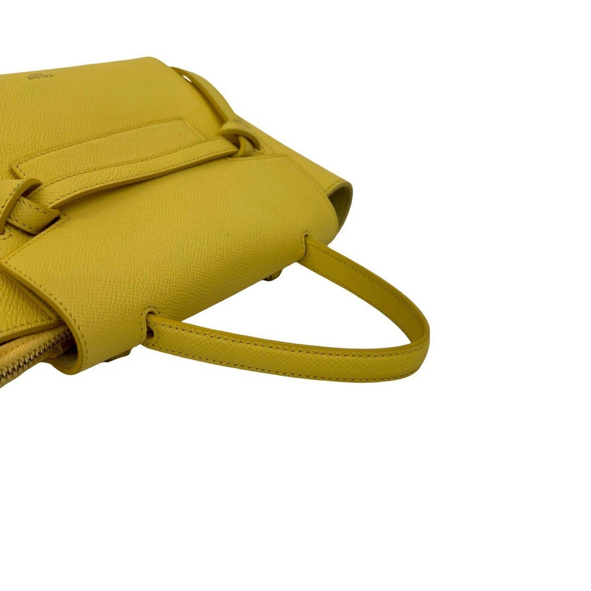 Celine CELINE Nano Leather Belt Bag, 2-Way Handbag, Mini Tote Shoulder Yellow, 371-8 Size ONE SIZE - 4 Thumbnail