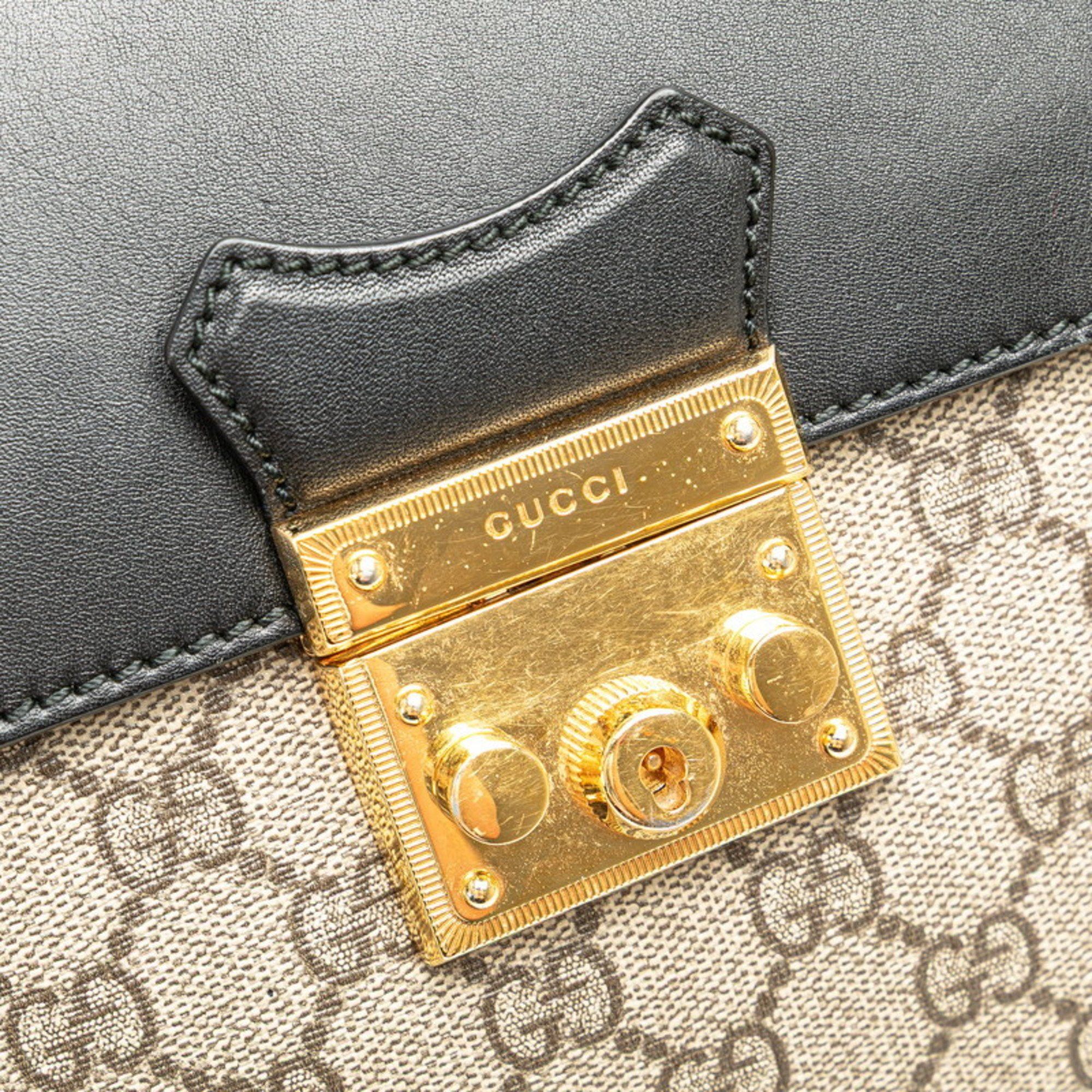 Gucci Gucci GG Supreme Padlock Backpack 498194 Brown, Black, Beige, PVC Leather, Women's GUCCI Size ONE SIZE - 4 Thumbnail