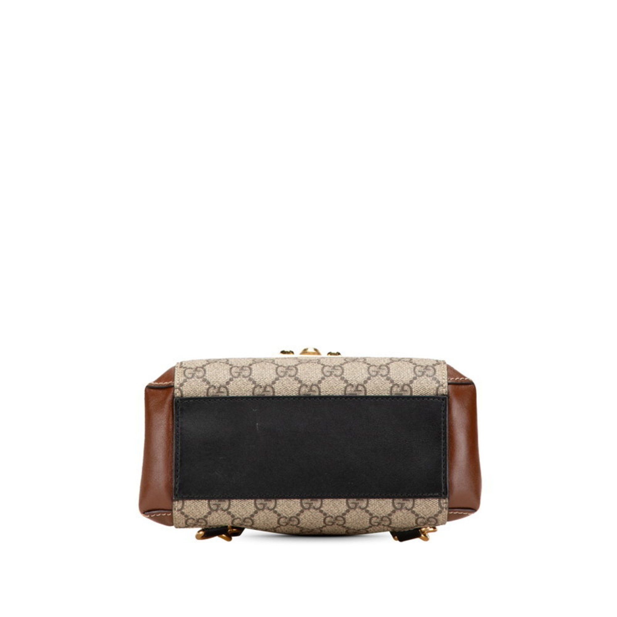 Gucci Gucci GG Supreme Padlock Backpack 498194 Brown, Black, Beige, PVC Leather, Women's GUCCI Size ONE SIZE - 3 Thumbnail