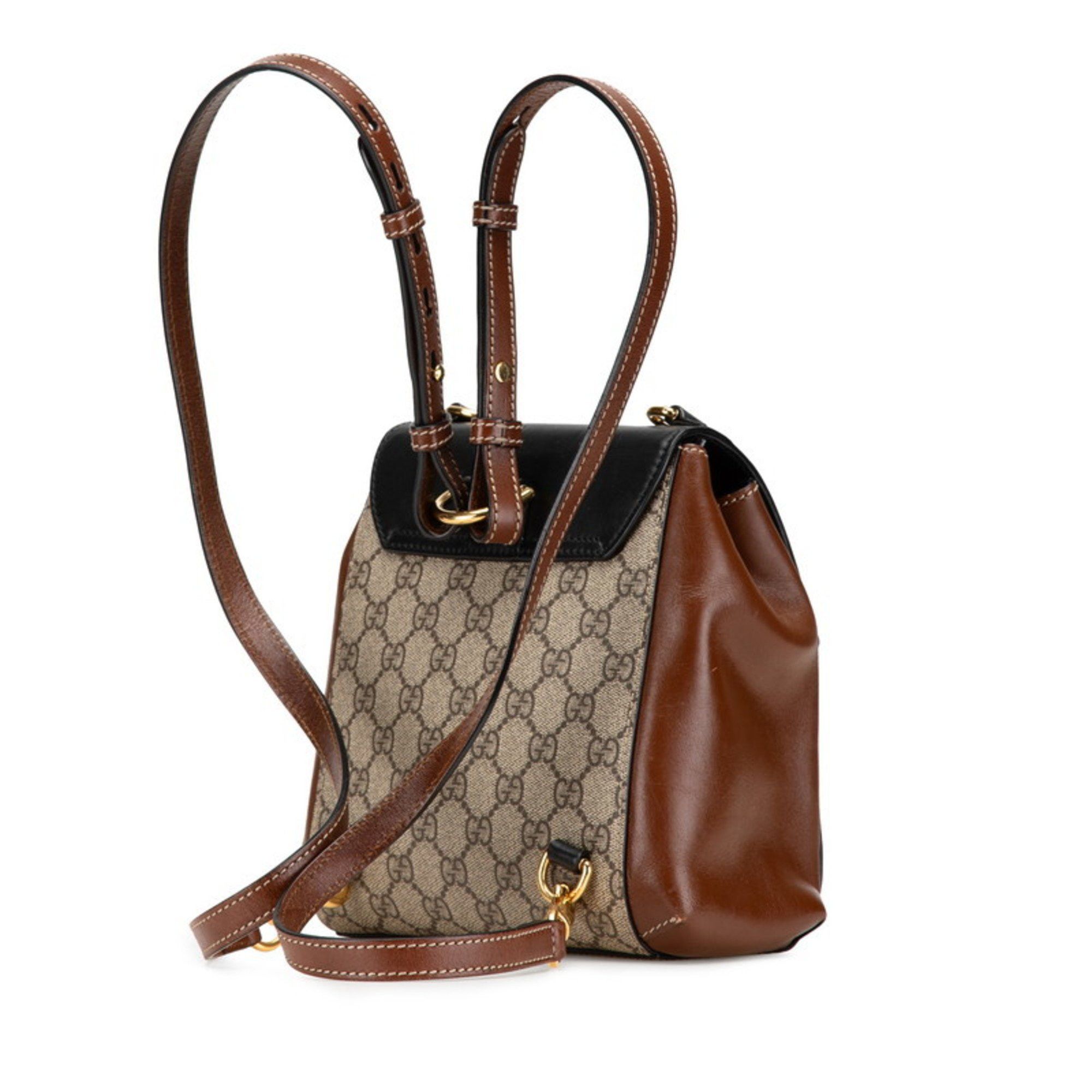 Gucci Gucci GG Supreme Padlock Backpack 498194 Brown, Black, Beige, PVC Leather, Women's GUCCI Size ONE SIZE - 2 Thumbnail