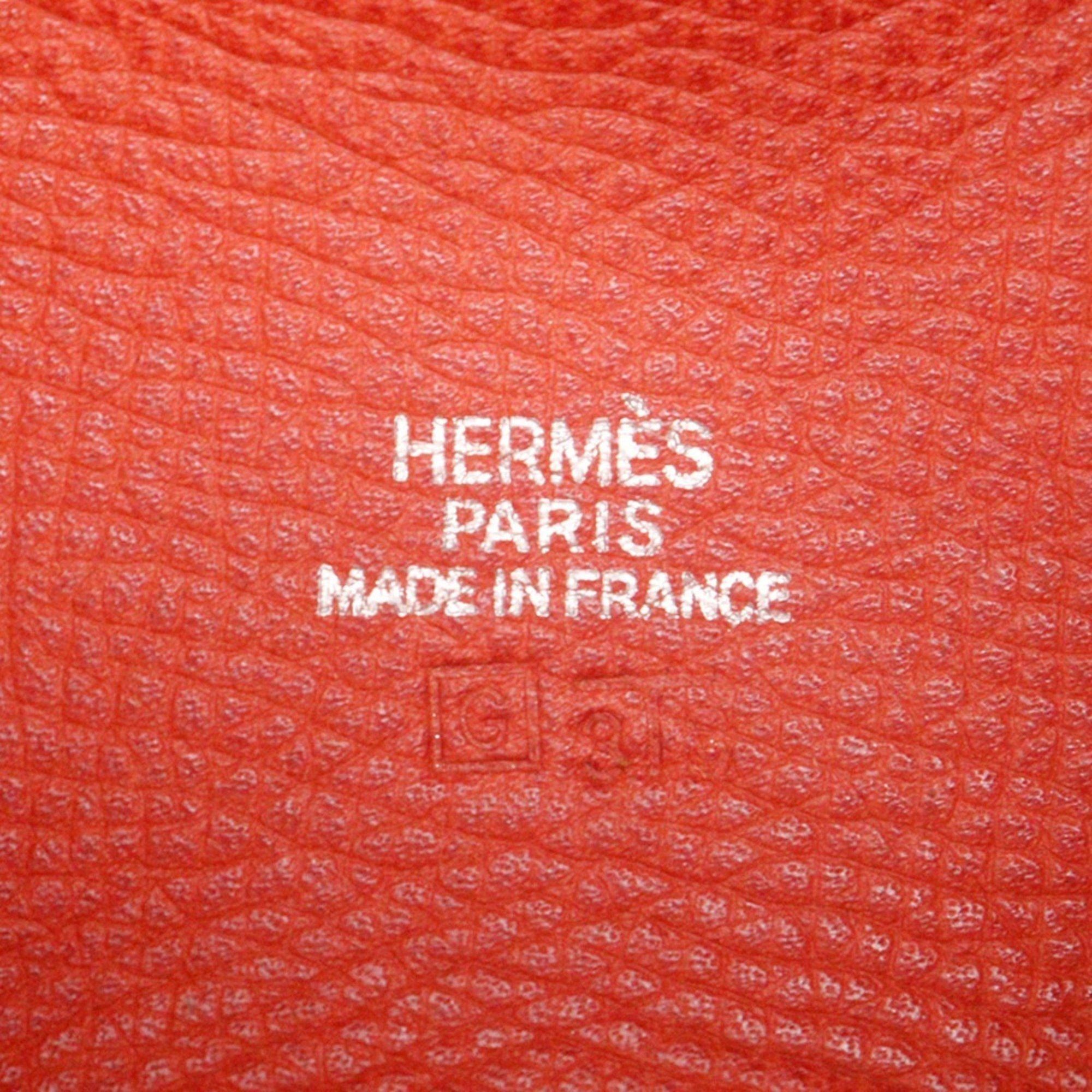 Hermes Hermès Vespa Pouch, Leather, 2003, Orange, G, Women's