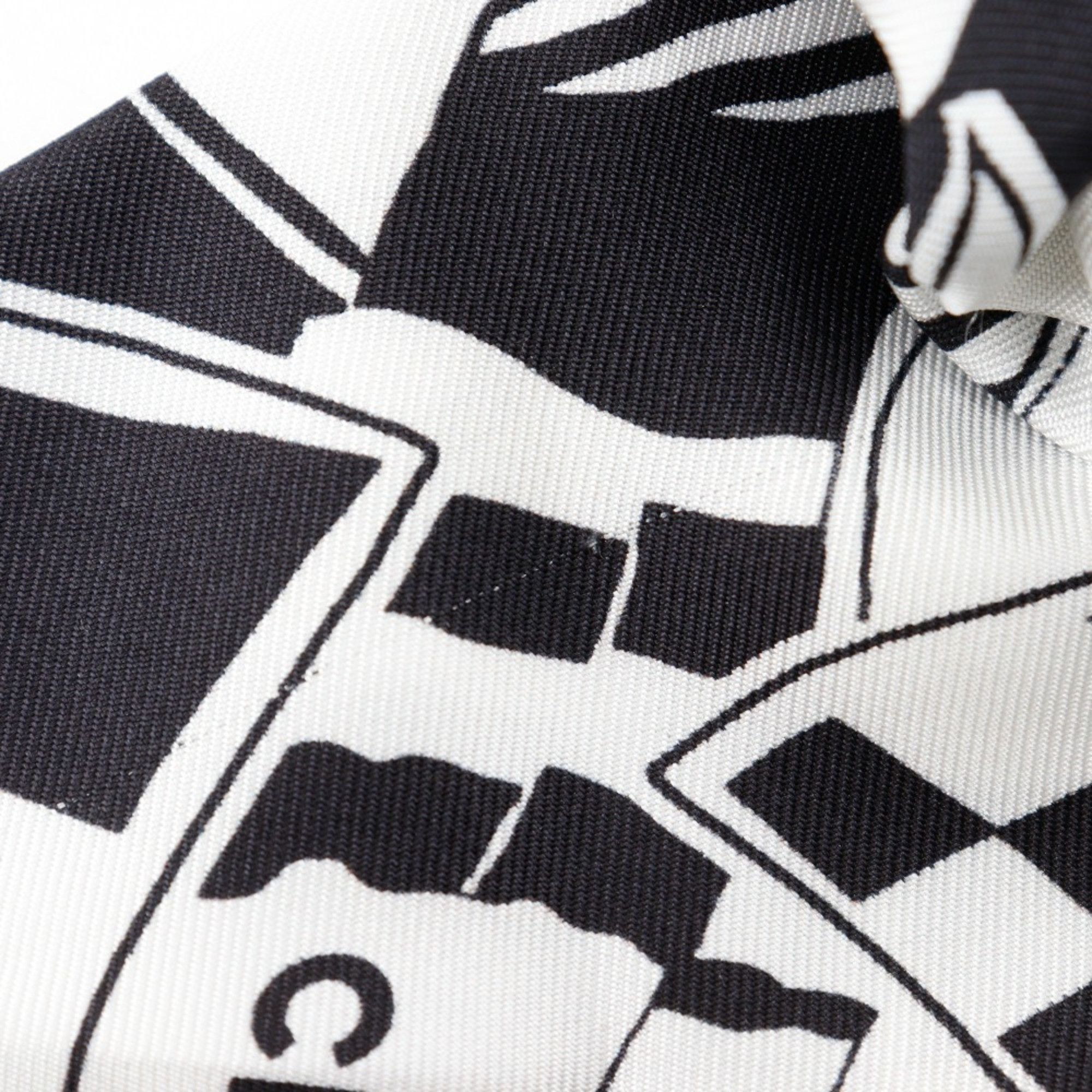 Chanel CHANEL Scrunchie with Coco Mark Ribbon, Silk, Black/White, Women's Size ONE SIZE - 3 Thumbnail