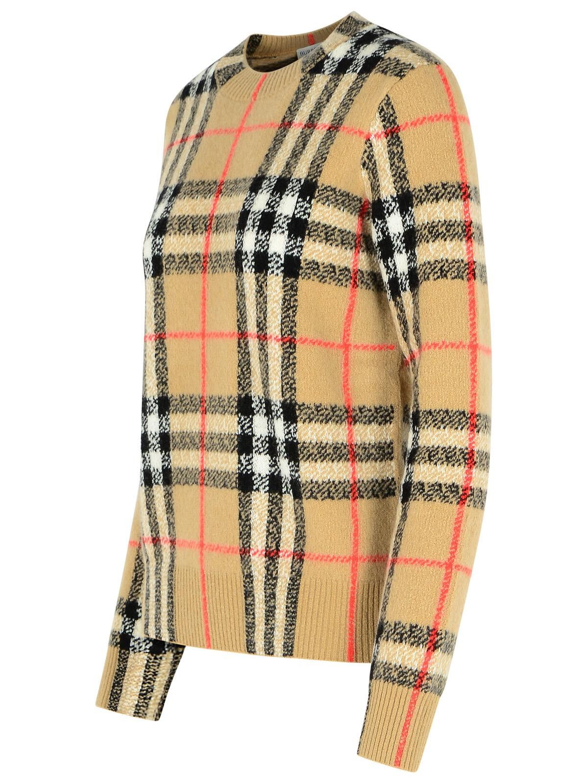 Burberry BURBERRY 'Constance Check' Beige Cashmere And Wool Sweater Size S / US 4 / IT 40 - 2 Thumbnail