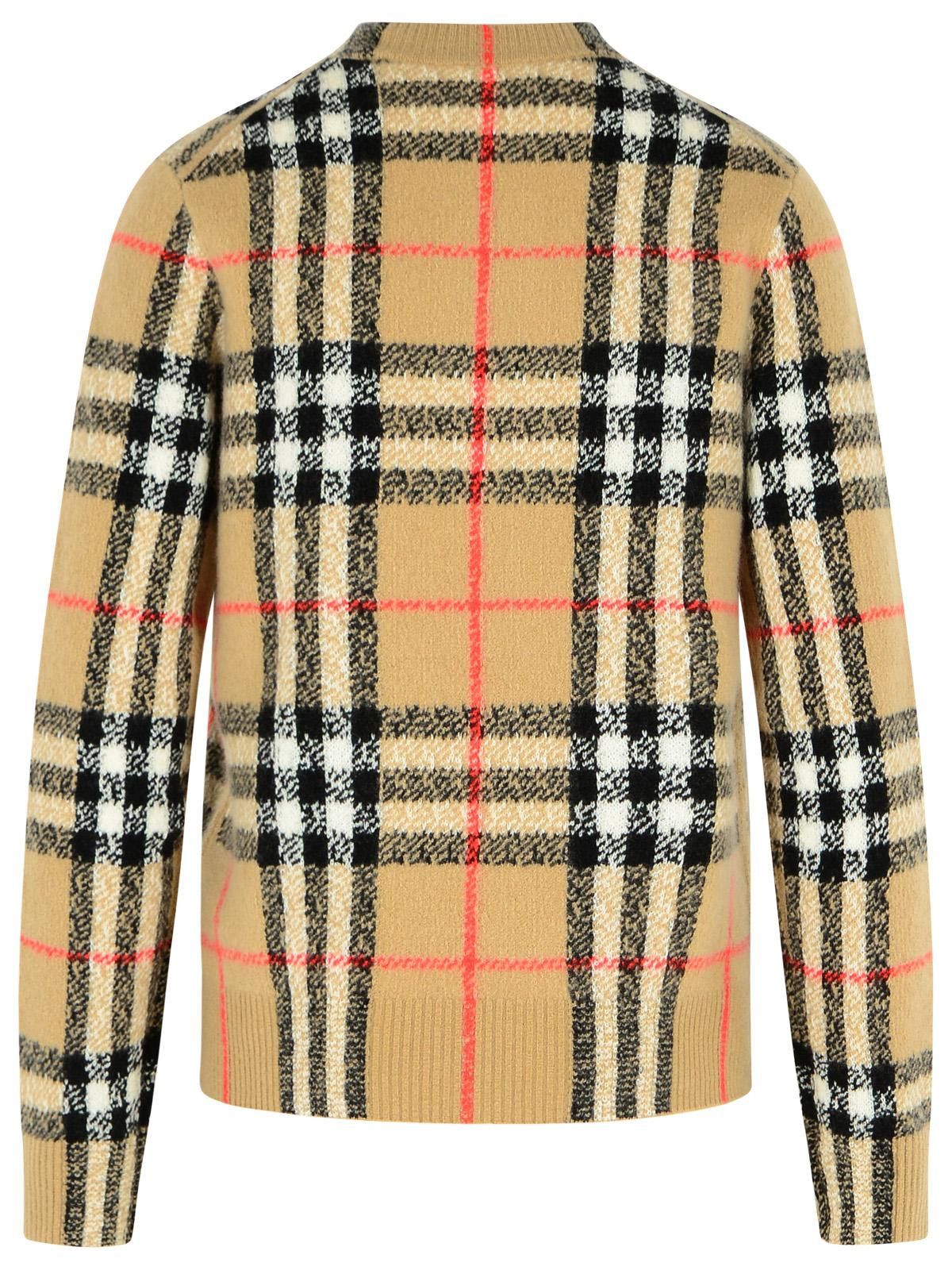 Burberry BURBERRY 'Constance Check' Beige Cashmere And Wool Sweater Size S / US 4 / IT 40 - 3 Thumbnail