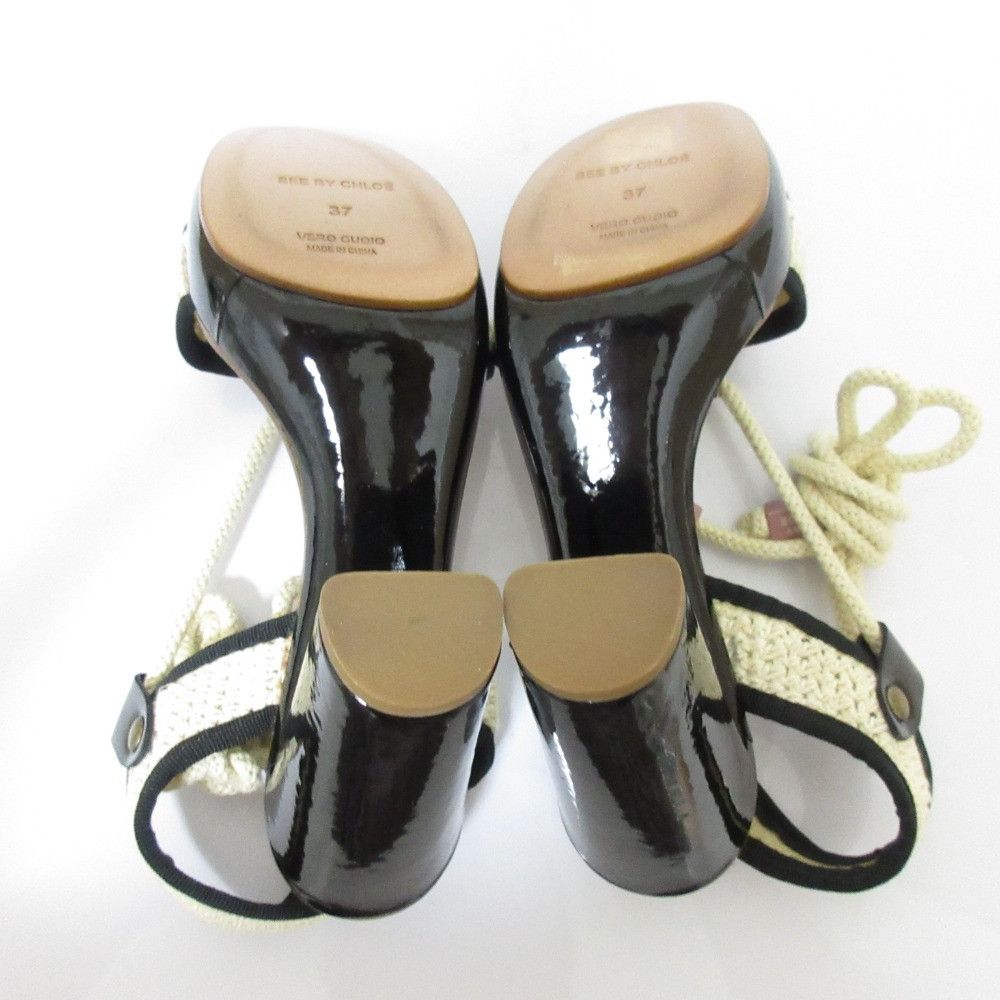 Chloe Chloe See By Chloe High Heel Lace Up Rope Sandals Natural Material Shoes DUTY FREE for USA Size ONE SIZE - 5 Thumbnail
