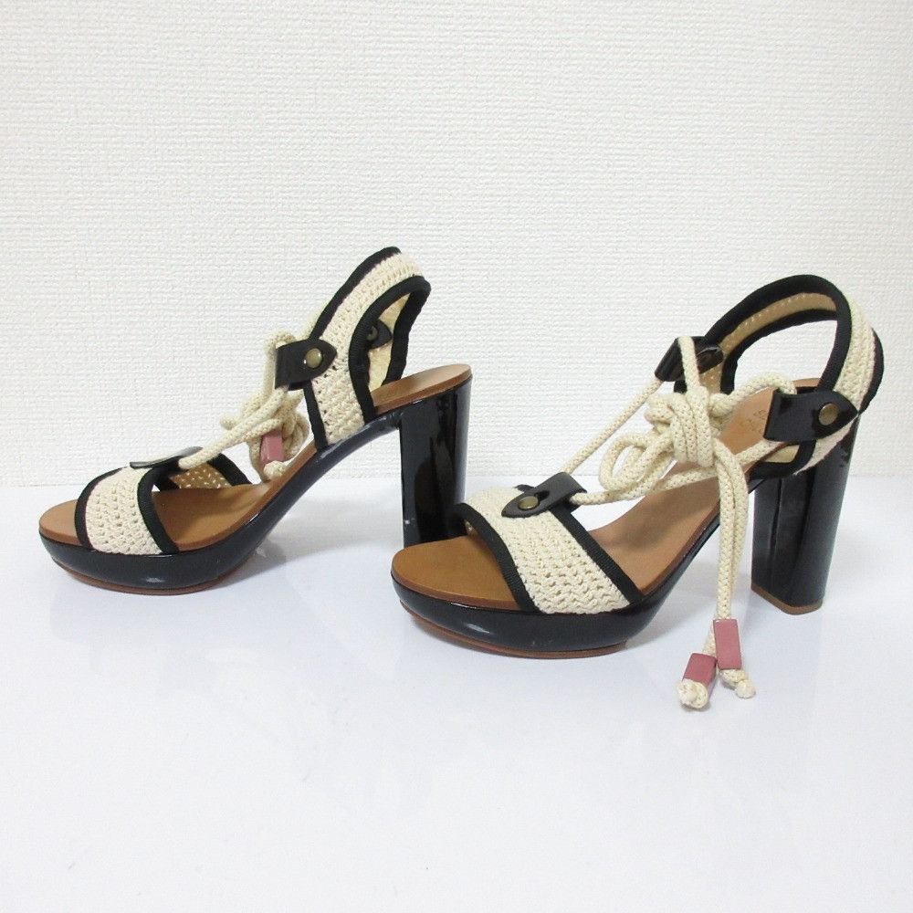 Chloe Chloe See By Chloe High Heel Lace Up Rope Sandals Natural Material Shoes DUTY FREE for USA Size ONE SIZE - 4 Thumbnail