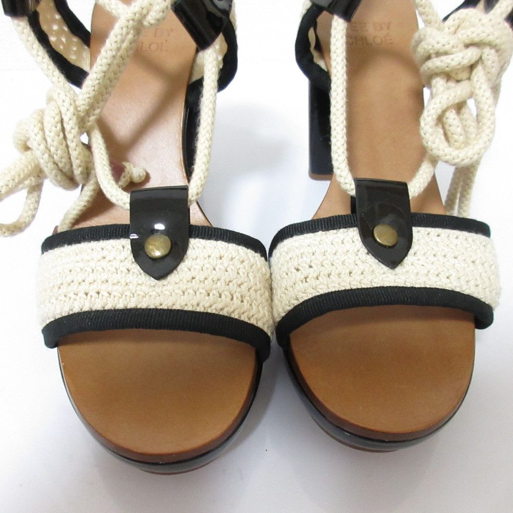 Chloe Chloe See By Chloe High Heel Lace Up Rope Sandals Natural Material Shoes DUTY FREE for USA Size ONE SIZE - 2 Thumbnail