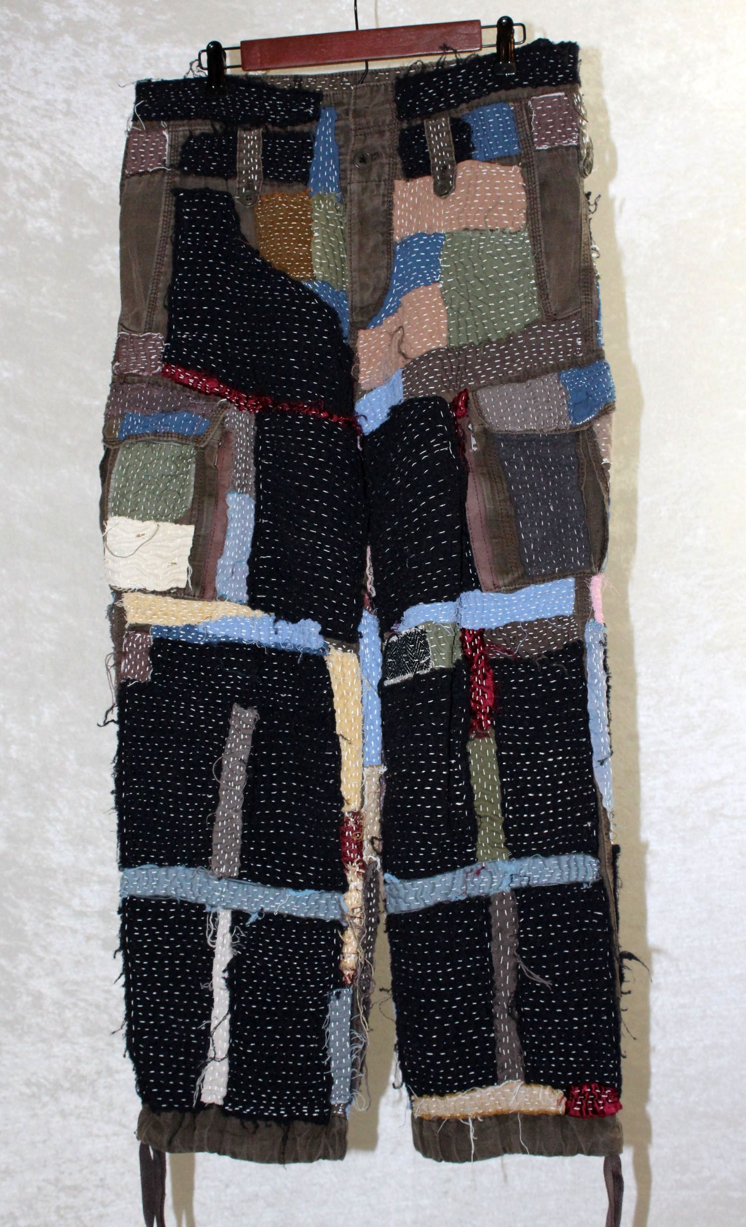 Yohji Yamamoto Custom Hand Stitched 1 of 1 Boro Patchwork Cargo Pants Size US 34 / EU 50 - 2 Thumbnail