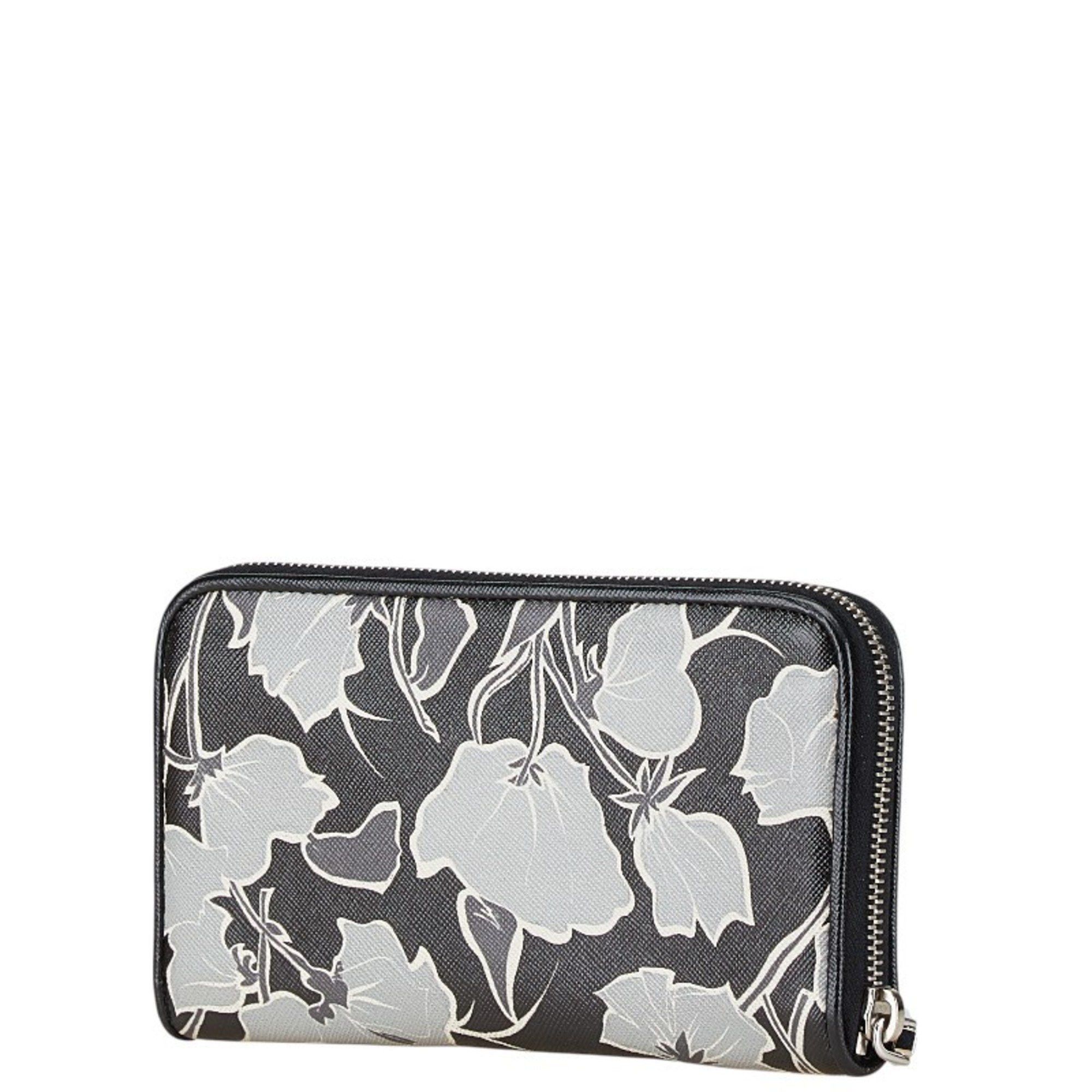 Prada Prada Saffiano Zip-Around Long Wallet 1M0506 Black/Grey Leather Women's PRADA Size ONE SIZE - 2 Thumbnail