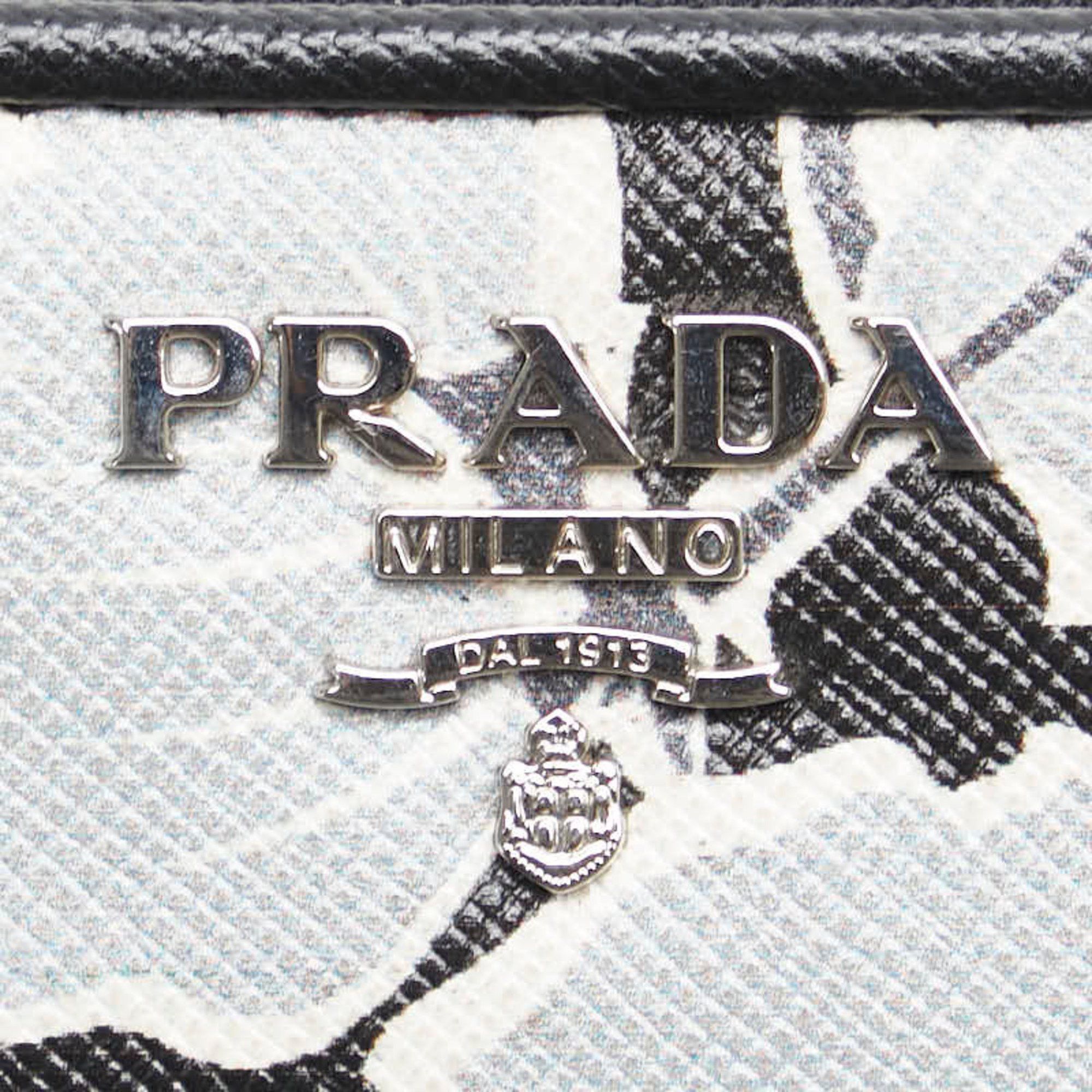 Prada Prada Saffiano Zip-Around Long Wallet 1M0506 Black/Grey Leather Women's PRADA Size ONE SIZE - 10 Thumbnail