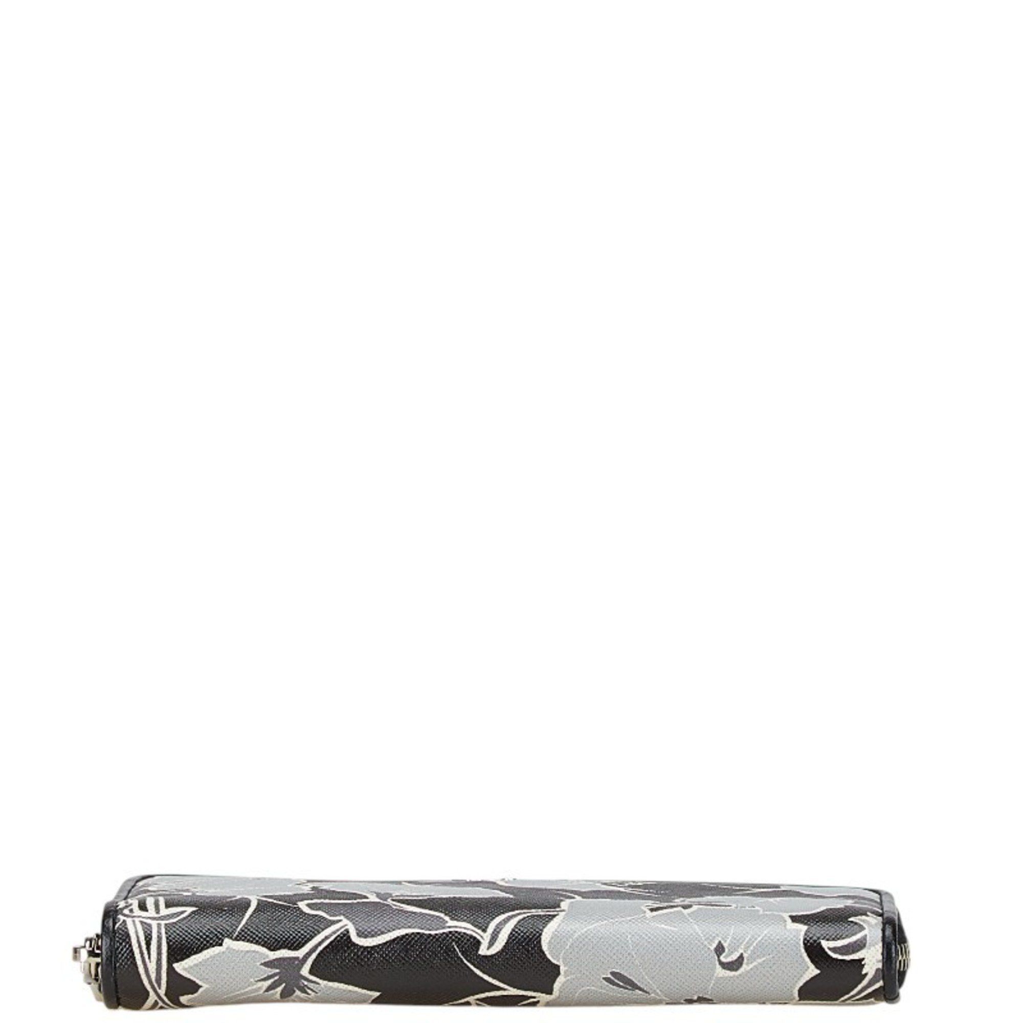 Prada Prada Saffiano Zip-Around Long Wallet 1M0506 Black/Grey Leather Women's PRADA Size ONE SIZE - 3 Thumbnail