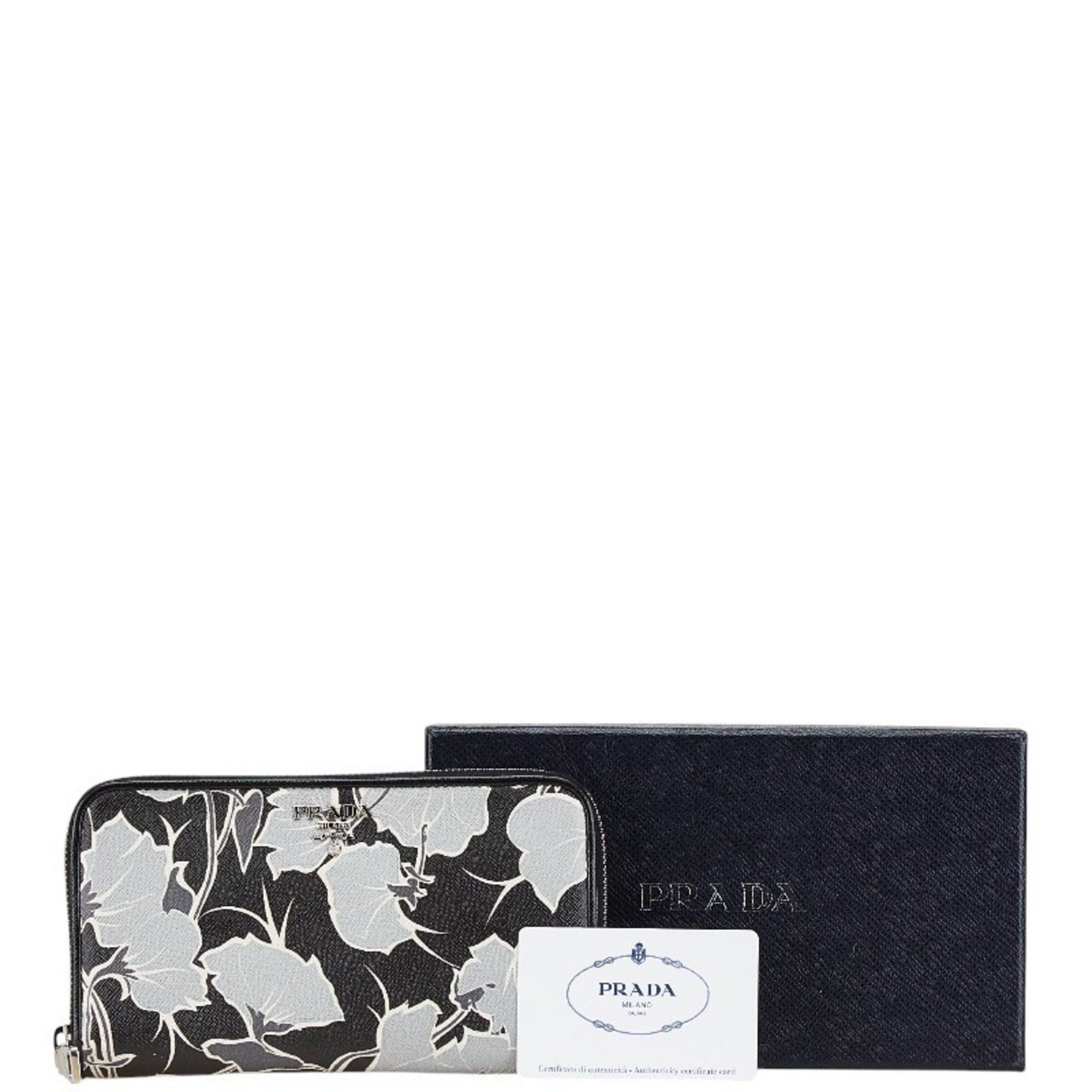 Prada Prada Saffiano Zip-Around Long Wallet 1M0506 Black/Grey Leather Women's PRADA Size ONE SIZE - 13 Thumbnail
