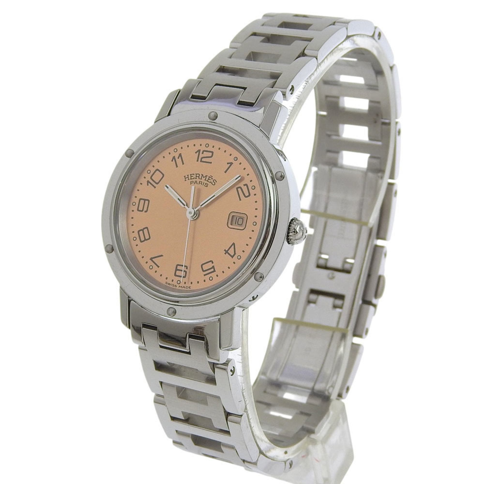 Hermes Hermès Clipper Watch CL4.410, Stainless Steel Quartz Analog Display, Pink Dial, Boys Size ONE SIZE - 2 Thumbnail