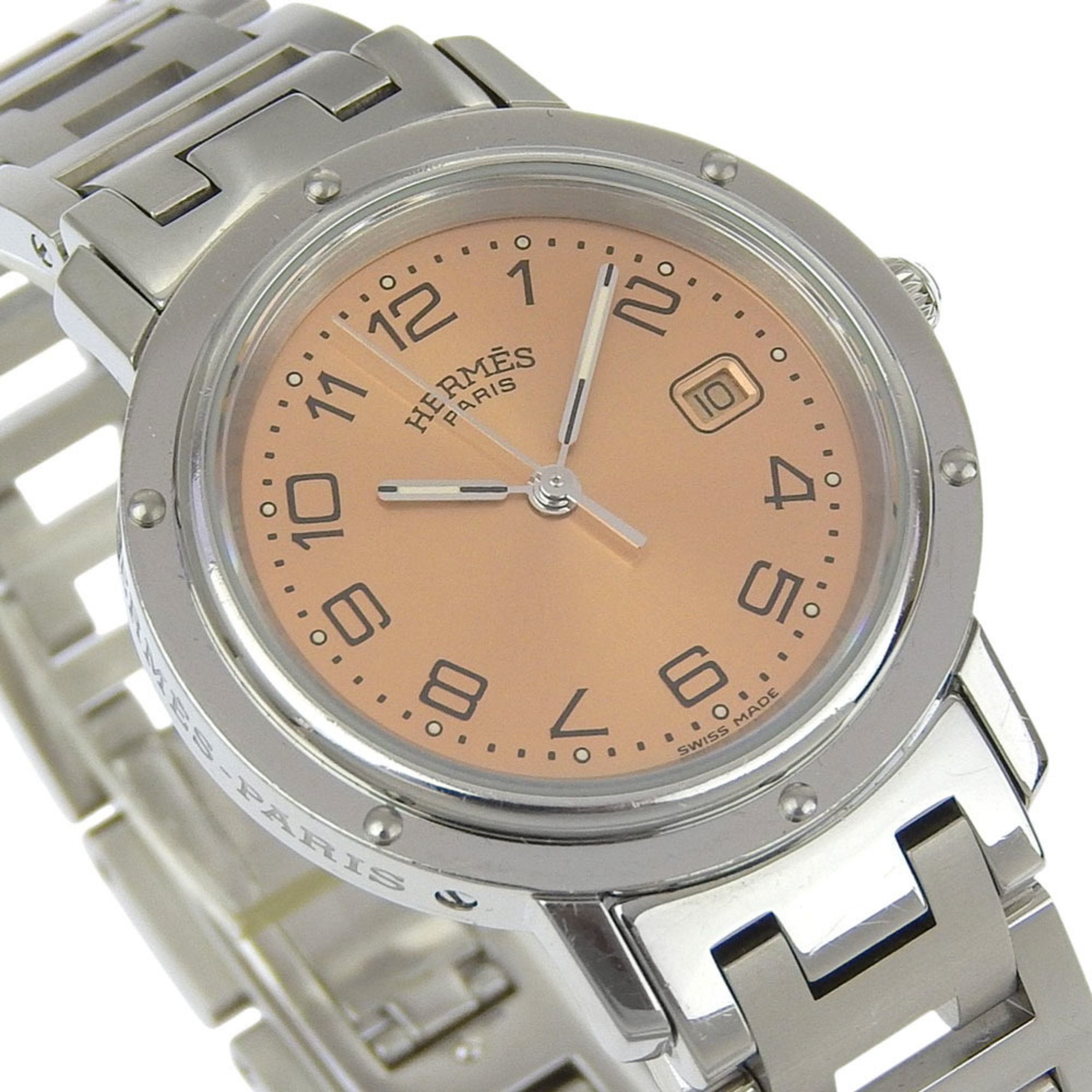 Hermes Hermès Clipper Watch CL4.410, Stainless Steel Quartz Analog Display, Pink Dial, Boys Size ONE SIZE - 3 Thumbnail