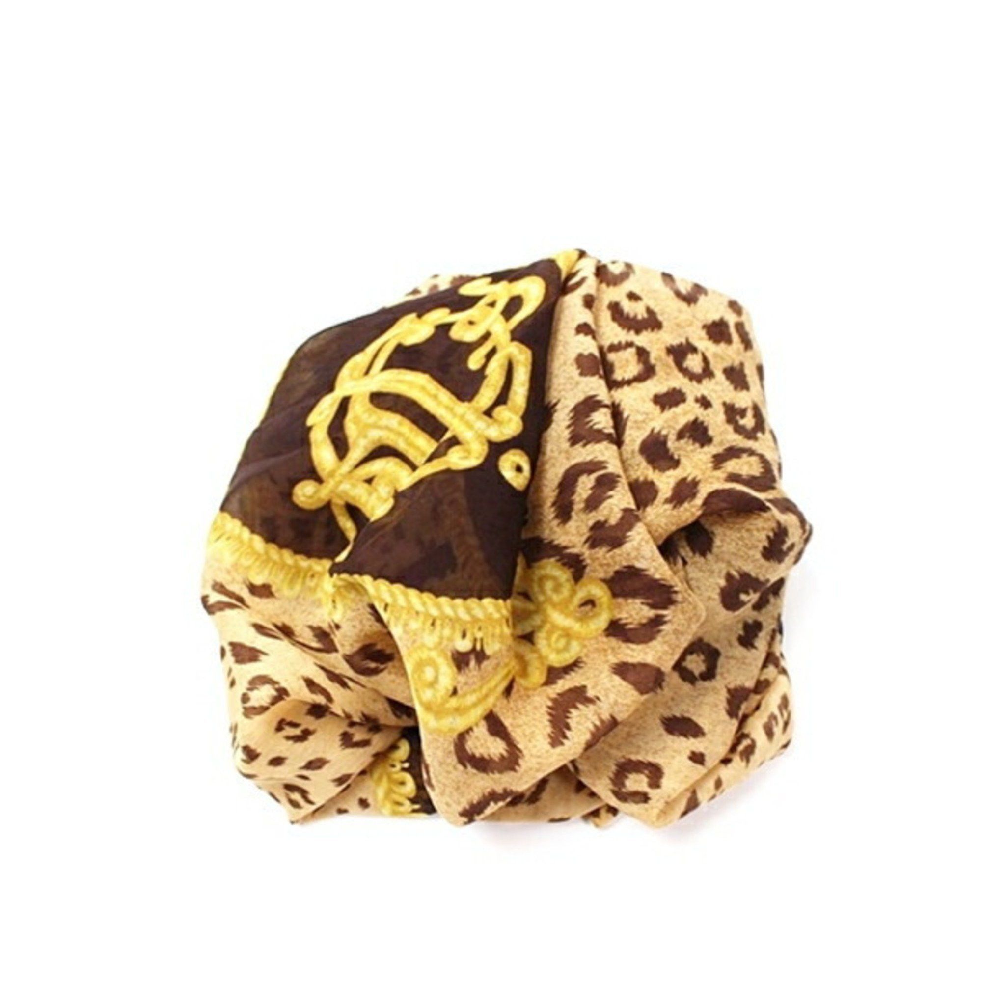 Dior Christian Dior Large Stole/Scarf, Rectangular, Beige/Brown, Leopard Print, Women's Size ONE SIZE - 7 Thumbnail