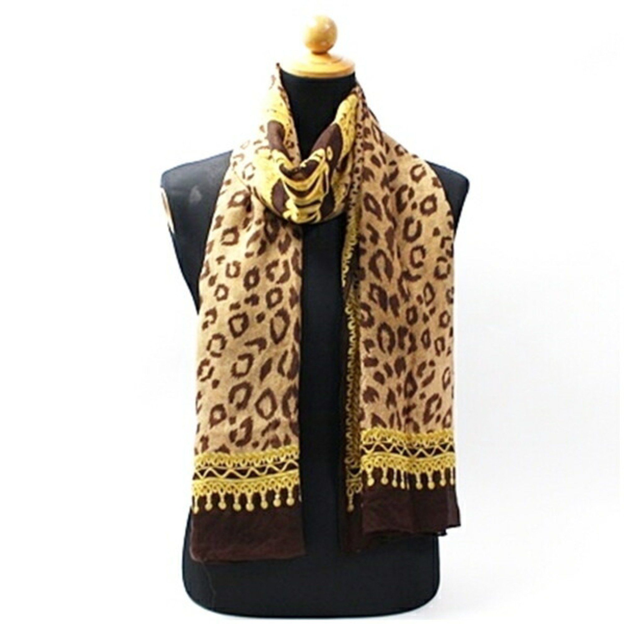 Dior Christian Dior Large Stole/Scarf, Rectangular, Beige/Brown, Leopard Print, Women's Size ONE SIZE - 2 Thumbnail