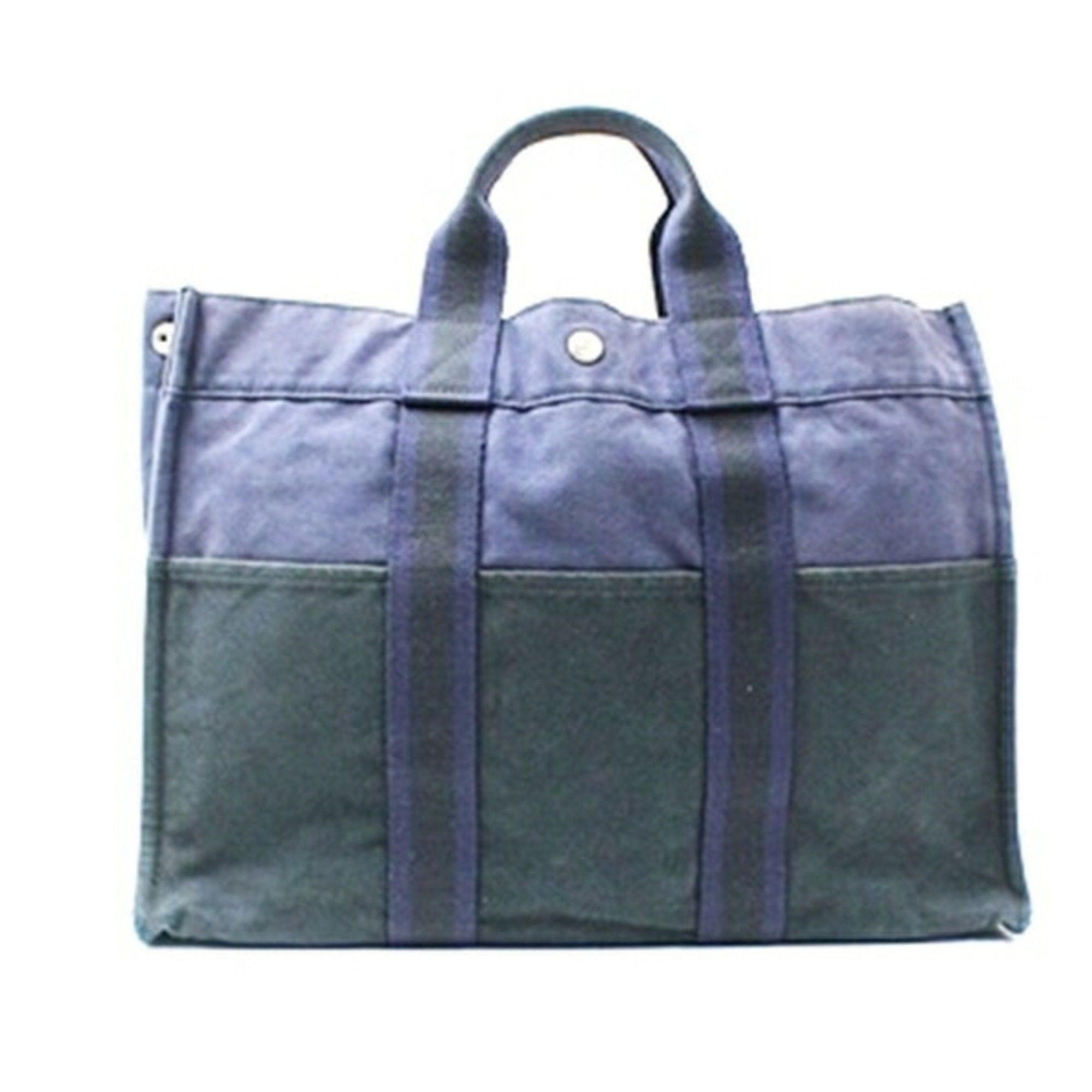 Hermes Hermes Hermès Foul Tou MM Canvas Tote Bag, Navy x Black Two-Tone, for Men and Women Size ONE SIZE - 3 Thumbnail