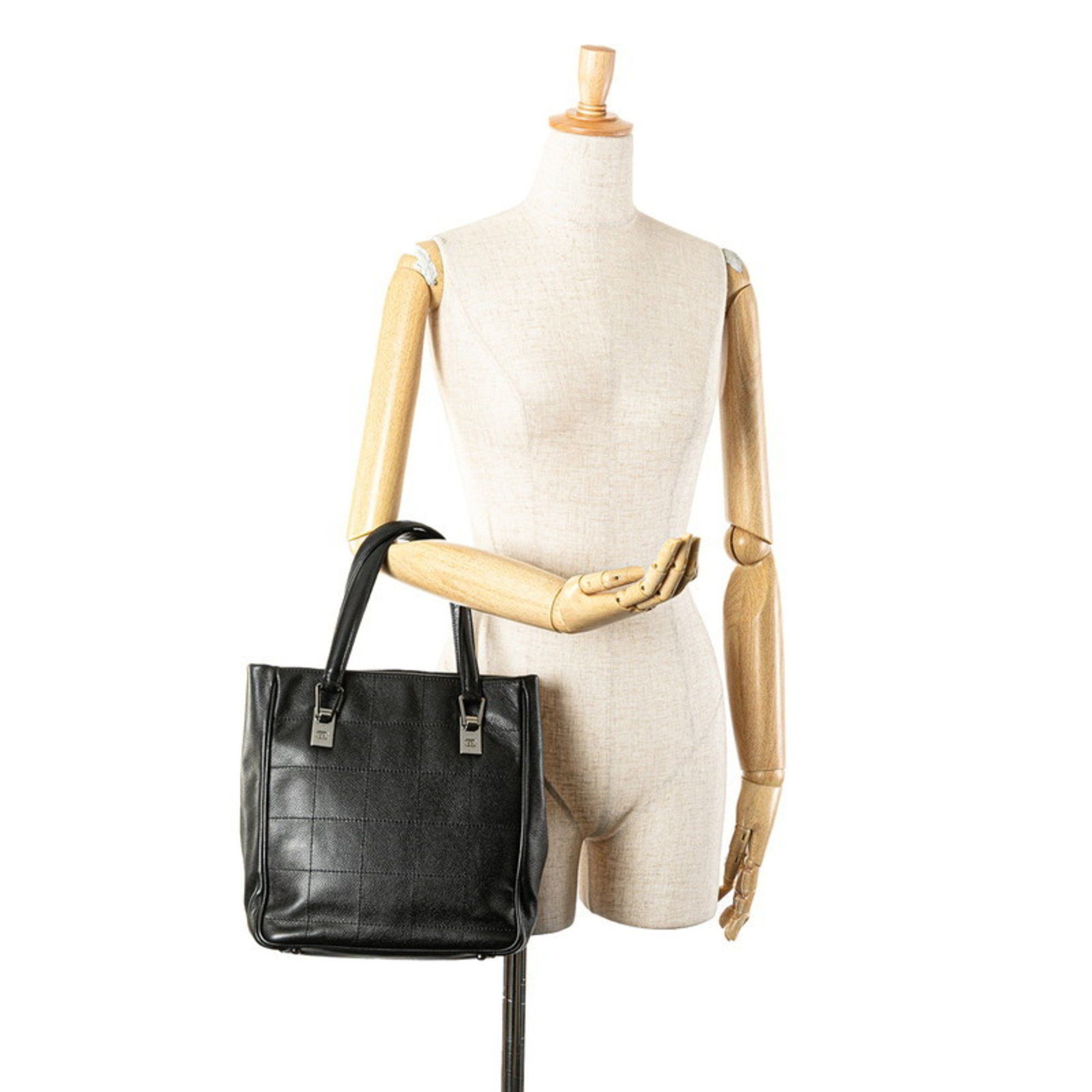 Chanel CHANEL Chocobar Coco Mark Tote Bag in Black Caviar Skin for Women Size ONE SIZE - 10 Thumbnail