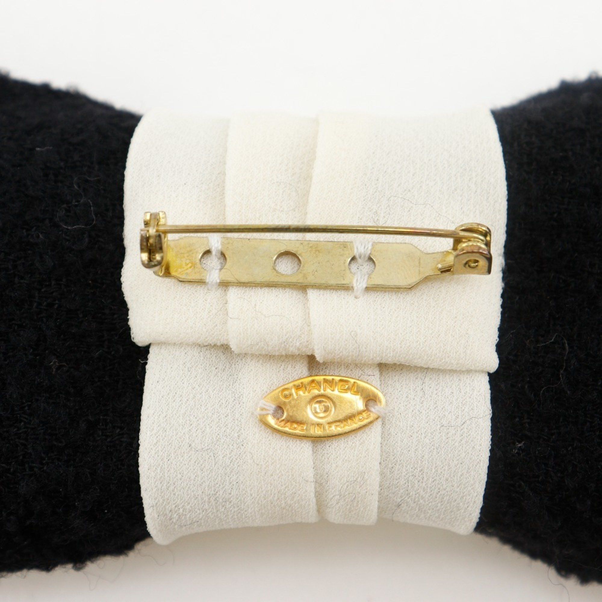Chanel CHANEL Ribbon Brooch with Coco Mark, Tweed, Black/White, Approx. 15g, Women's Size ONE SIZE - 3 Thumbnail