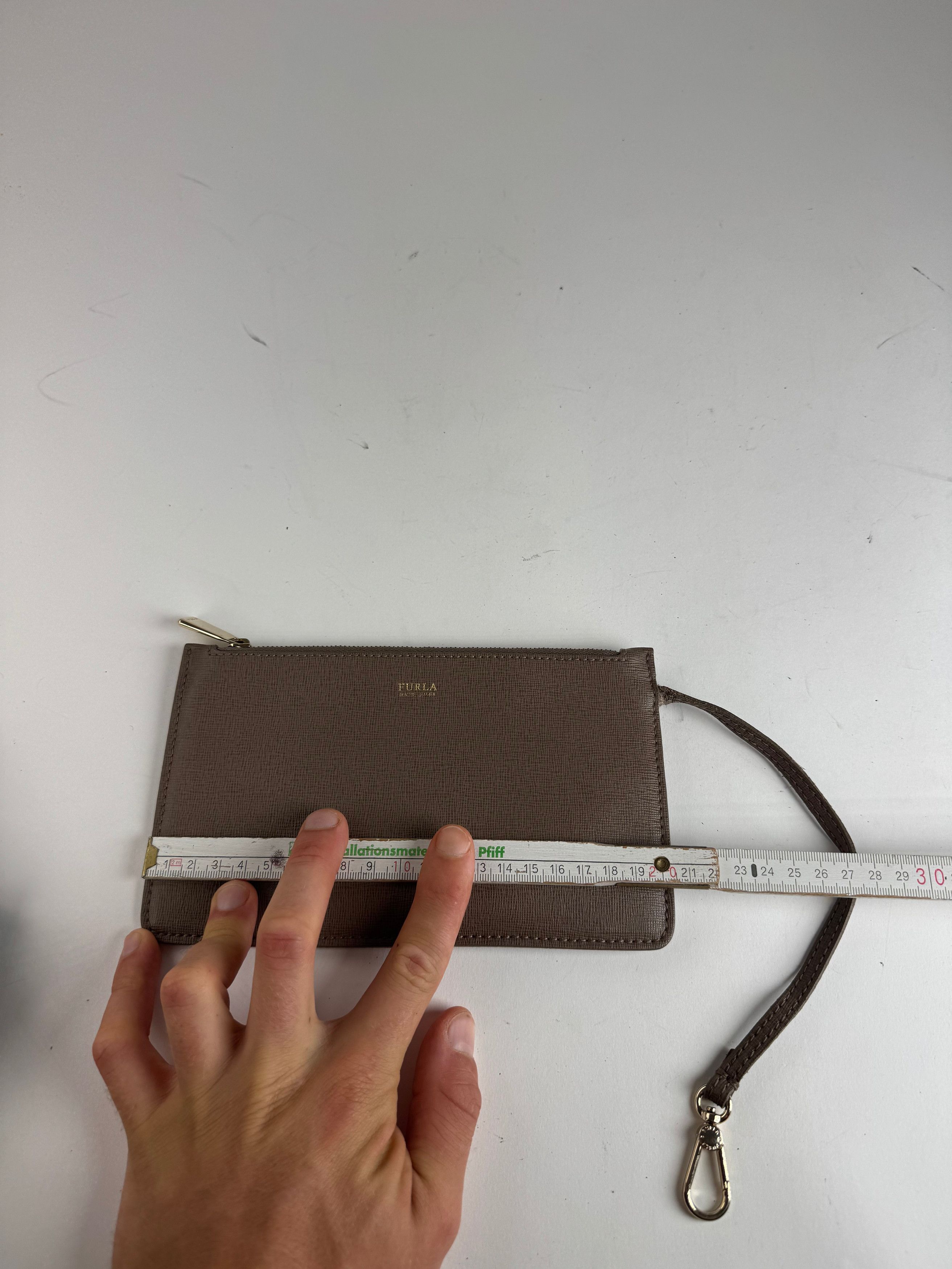 Furla Vintage Leather Clutch Grey Size ONE SIZE - 9 Thumbnail