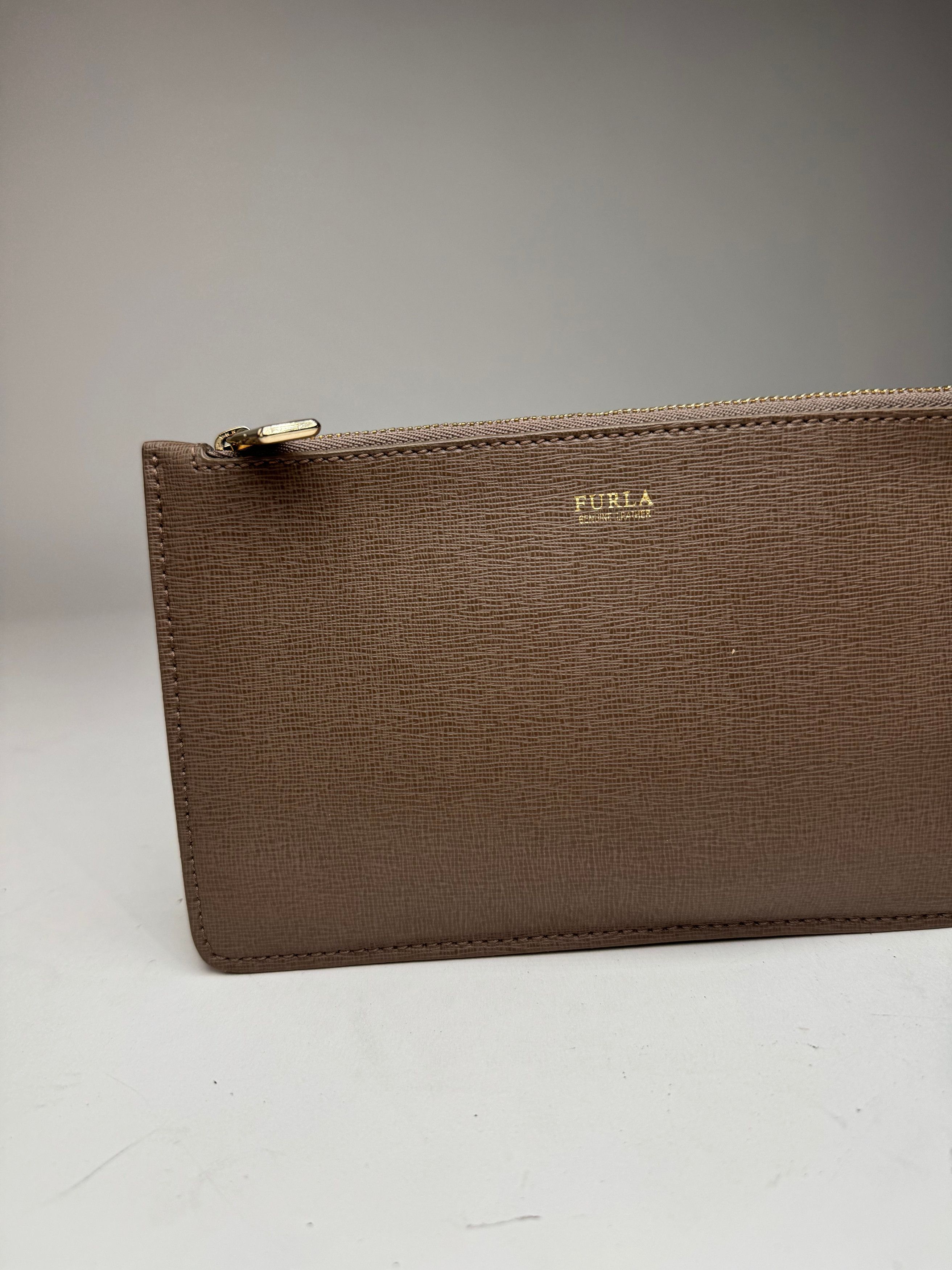 Furla Vintage Leather Clutch Grey Size ONE SIZE - 6 Thumbnail