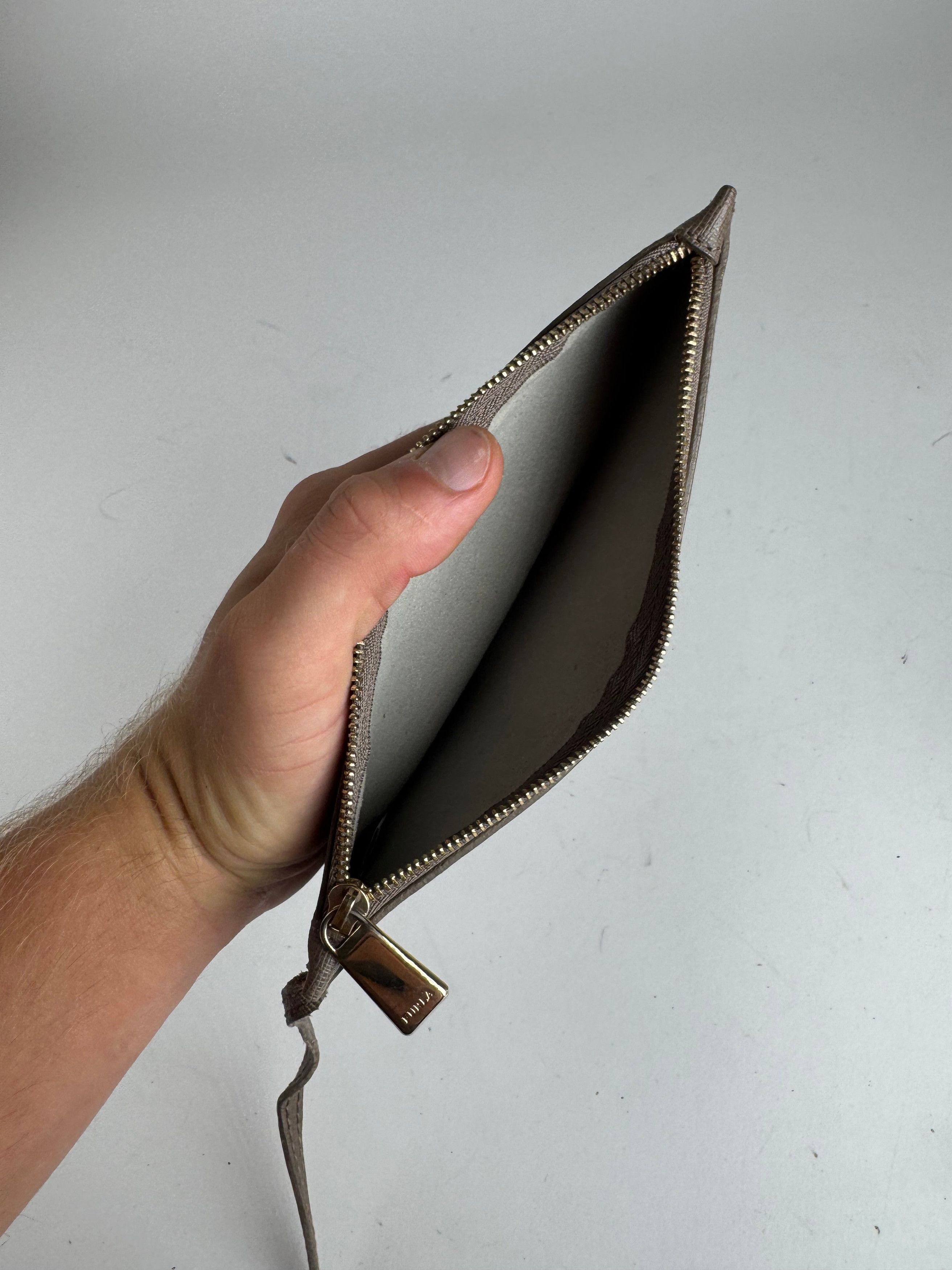Furla Vintage Leather Clutch Grey Size ONE SIZE - 5 Thumbnail