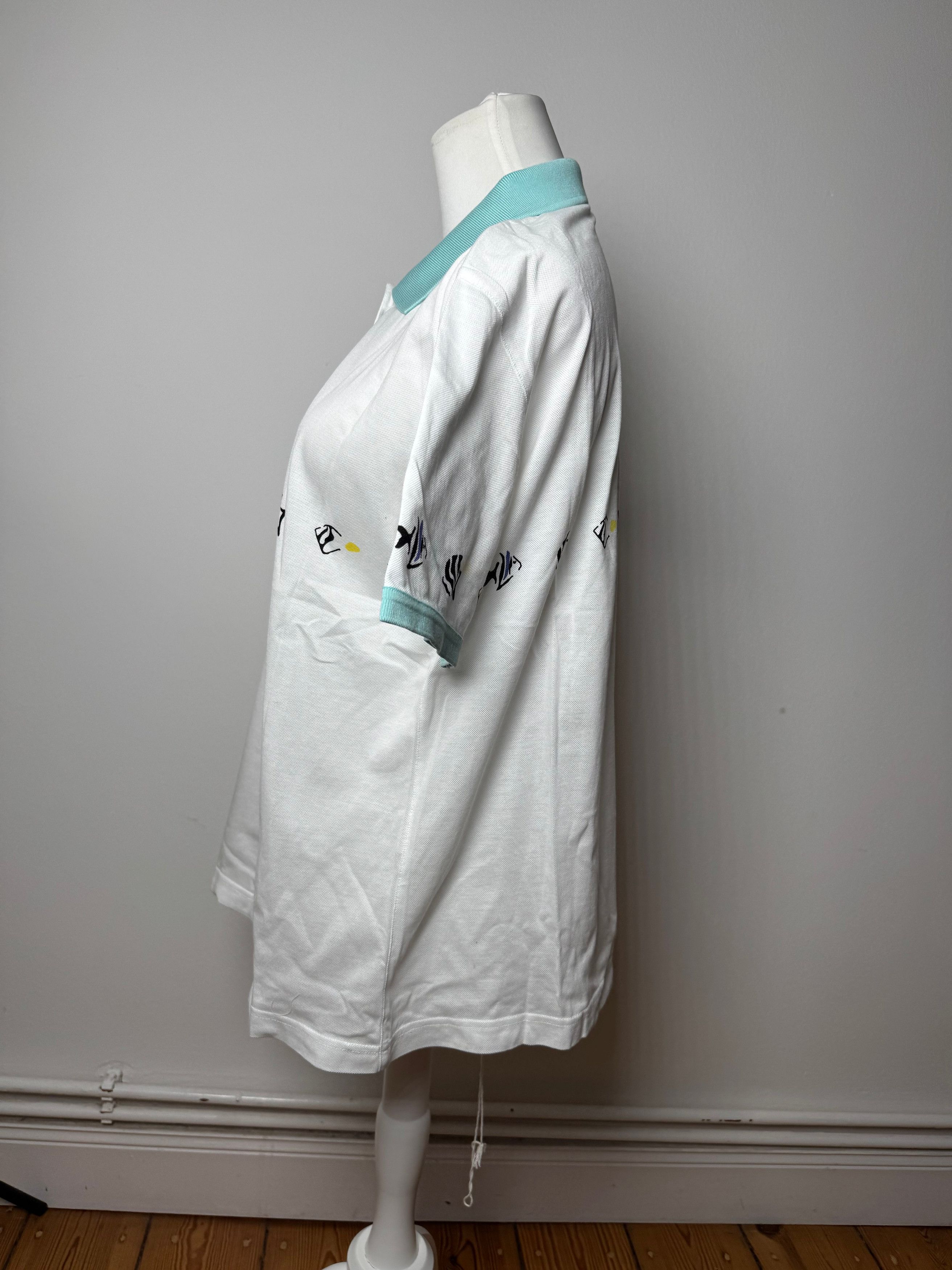 Dior Vintage Fish Polo White Turquoise L Size L / US 10 / IT 46 - 2 Thumbnail