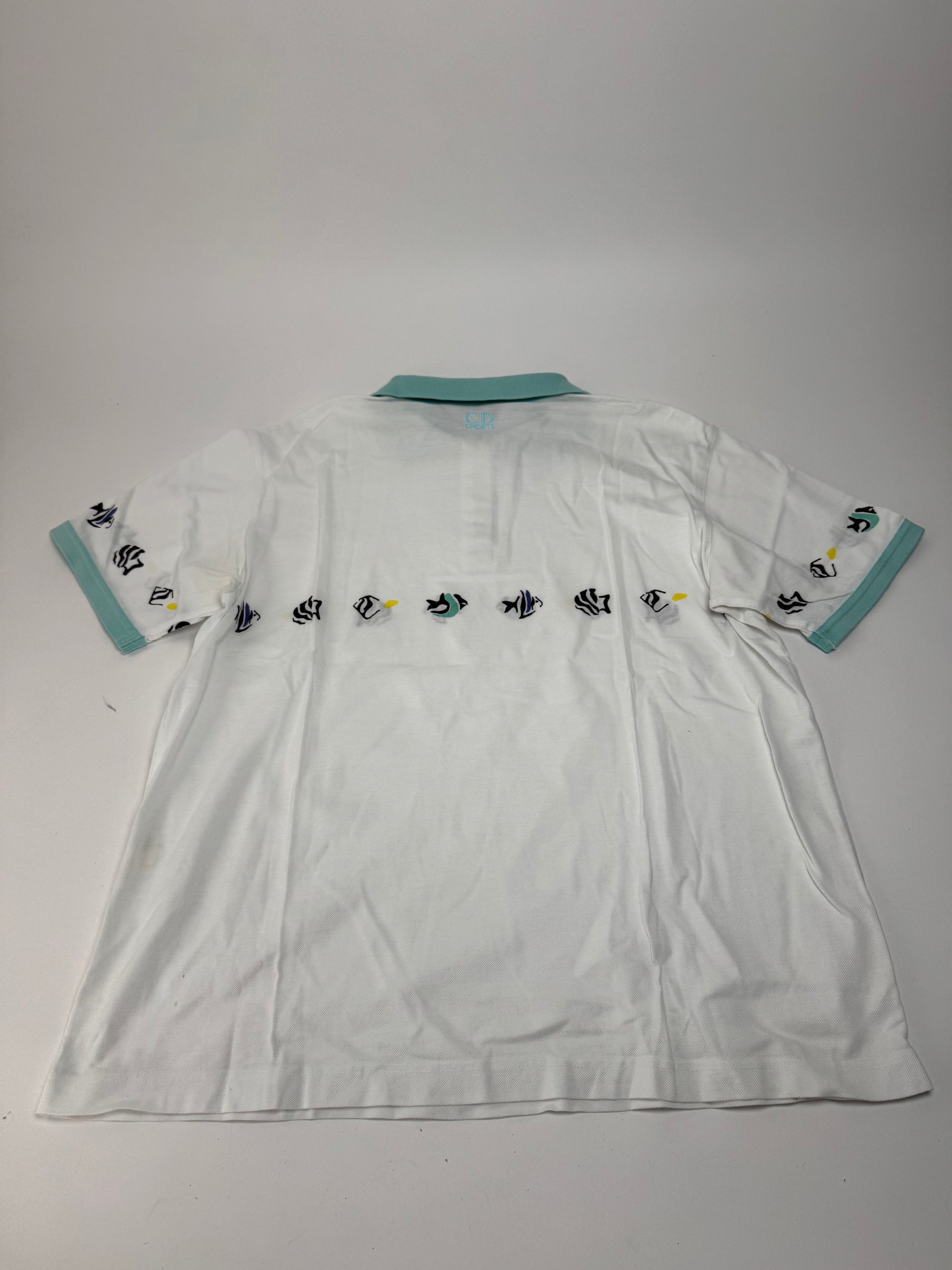 Dior Vintage Fish Polo White Turquoise L Size L / US 10 / IT 46 - 11 Thumbnail