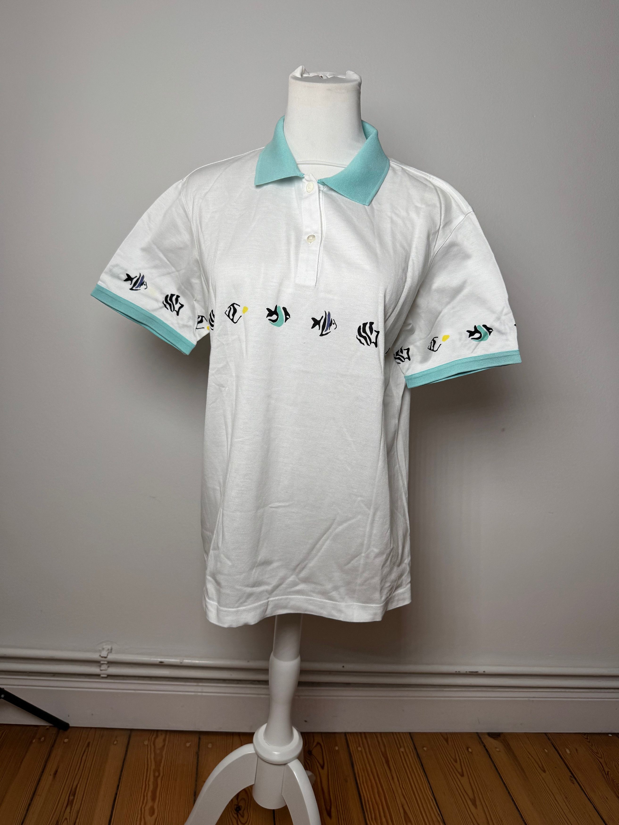 Dior Vintage Fish Polo White Turquoise L Size L / US 10 / IT 46 - 13 Thumbnail