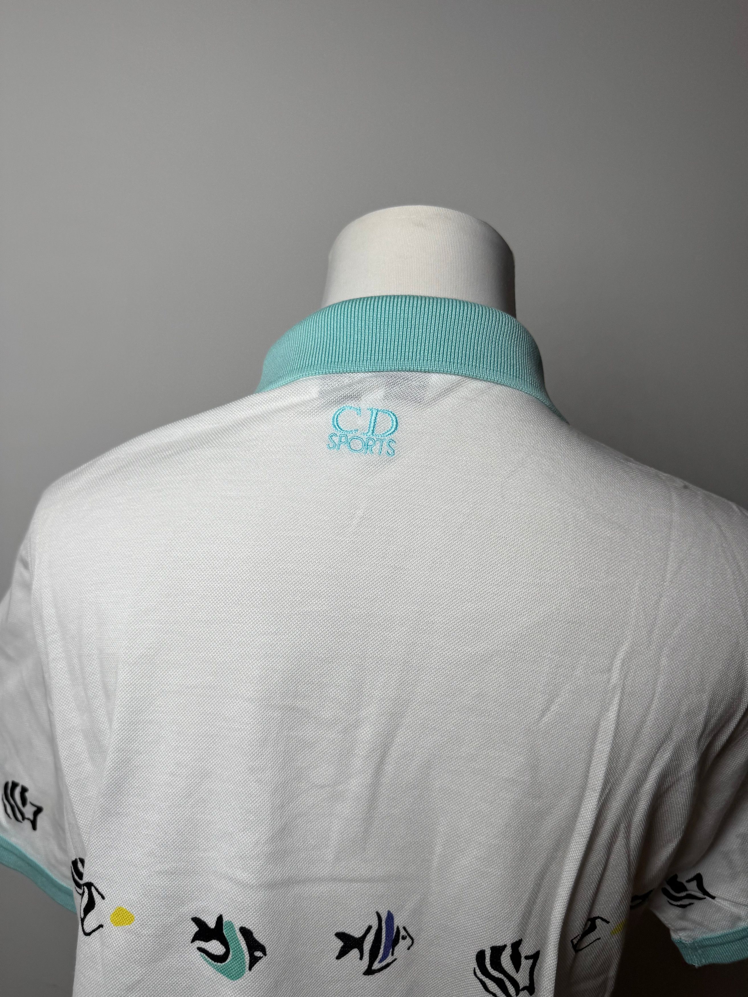 Dior Vintage Fish Polo White Turquoise L Size L / US 10 / IT 46 - 15 Thumbnail