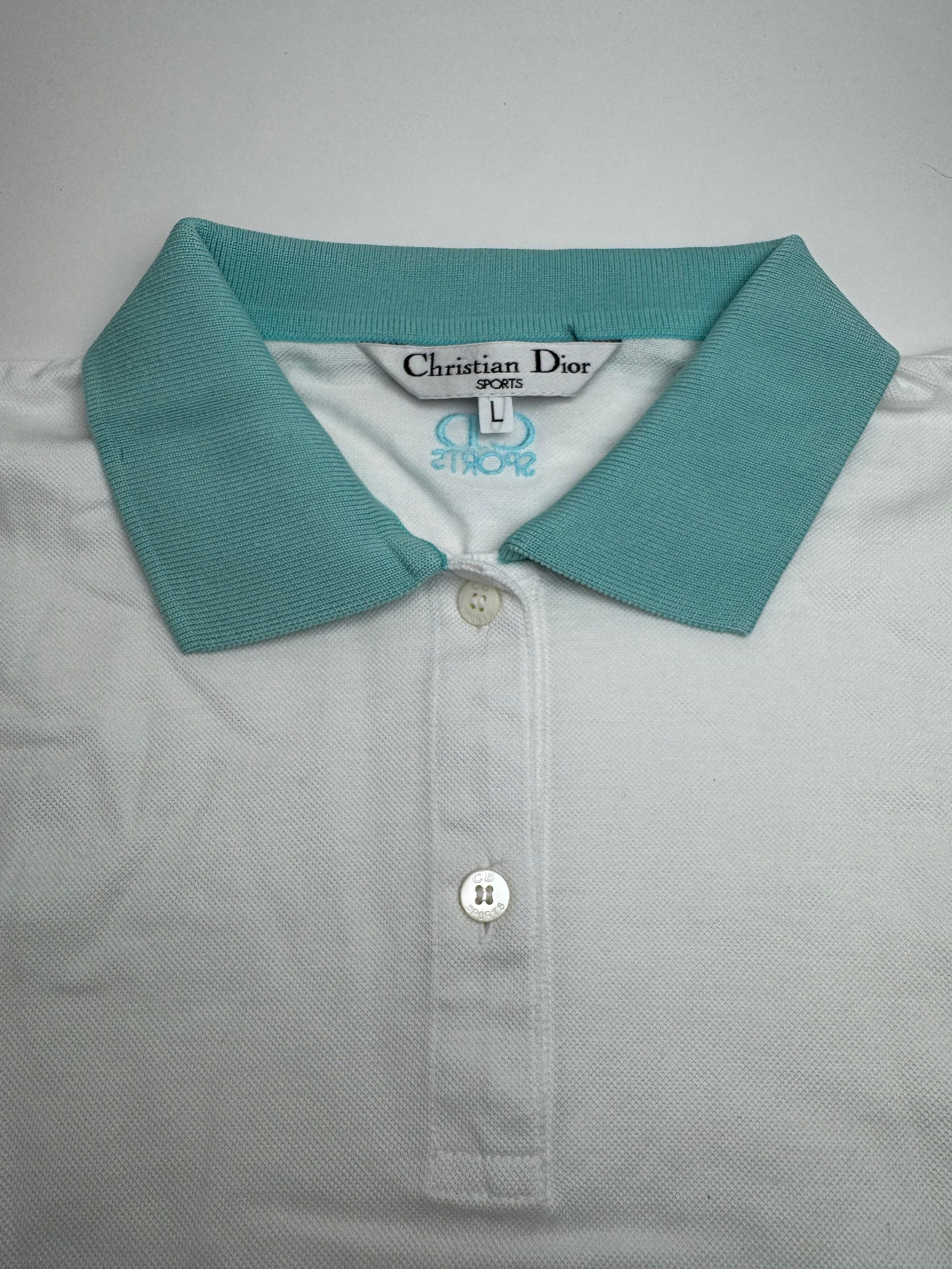 Dior Vintage Fish Polo White Turquoise L Size L / US 10 / IT 46 - 6 Thumbnail