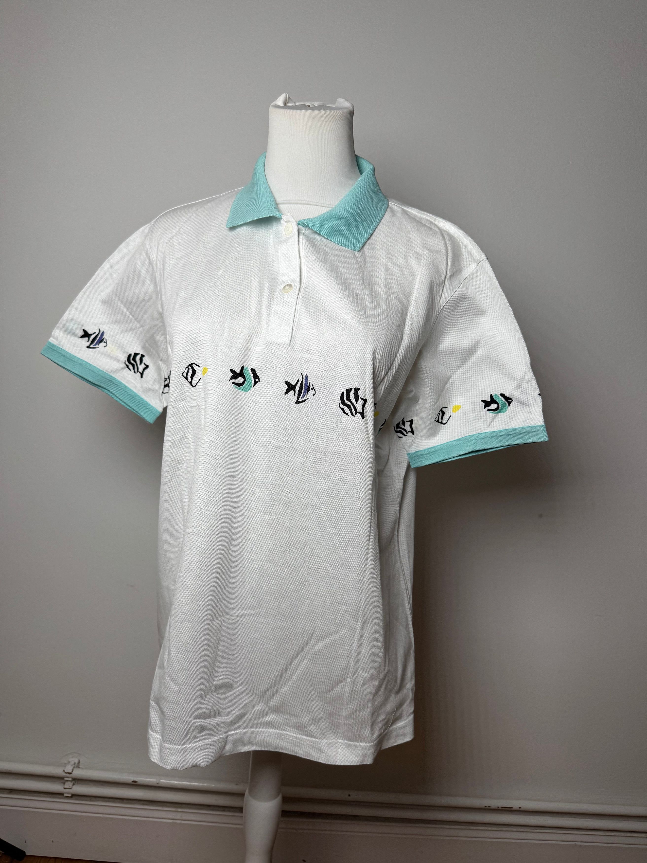 Dior Vintage Fish Polo White Turquoise L Size L / US 10 / IT 46 - 7 Thumbnail