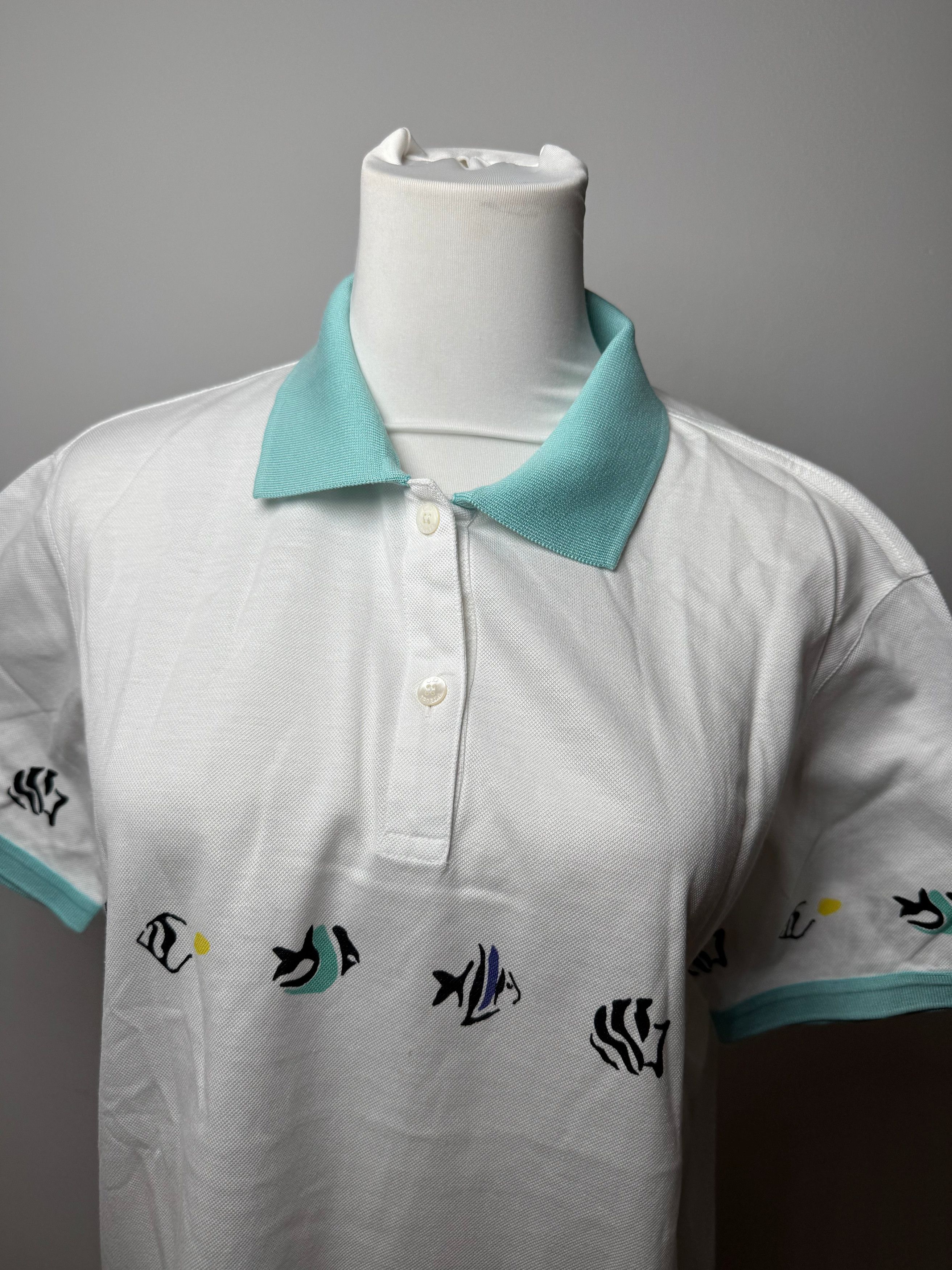 Dior Vintage Fish Polo White Turquoise L Size L / US 10 / IT 46 - 14 Thumbnail