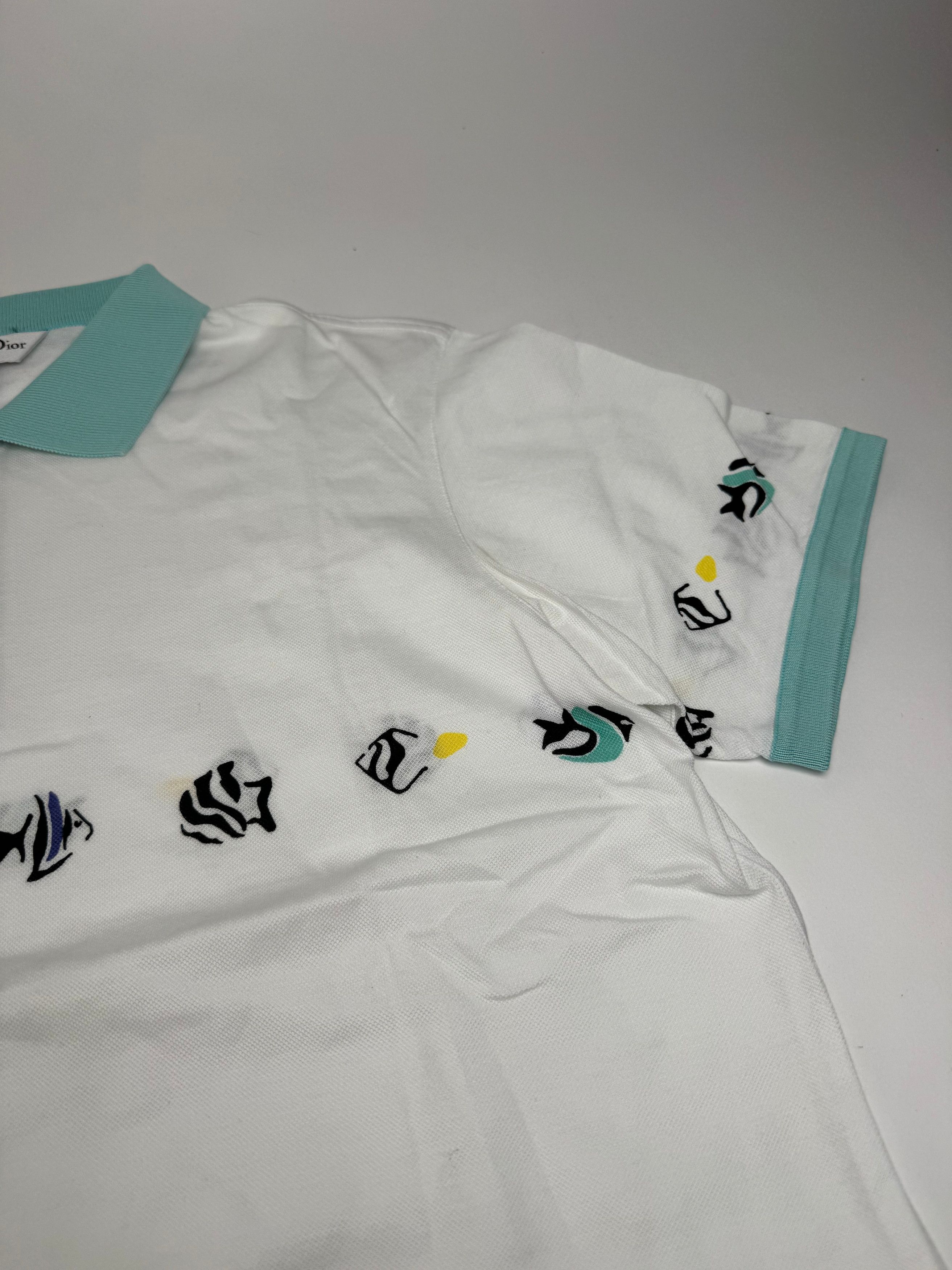 Dior Vintage Fish Polo White Turquoise L Size L / US 10 / IT 46 - 8 Thumbnail