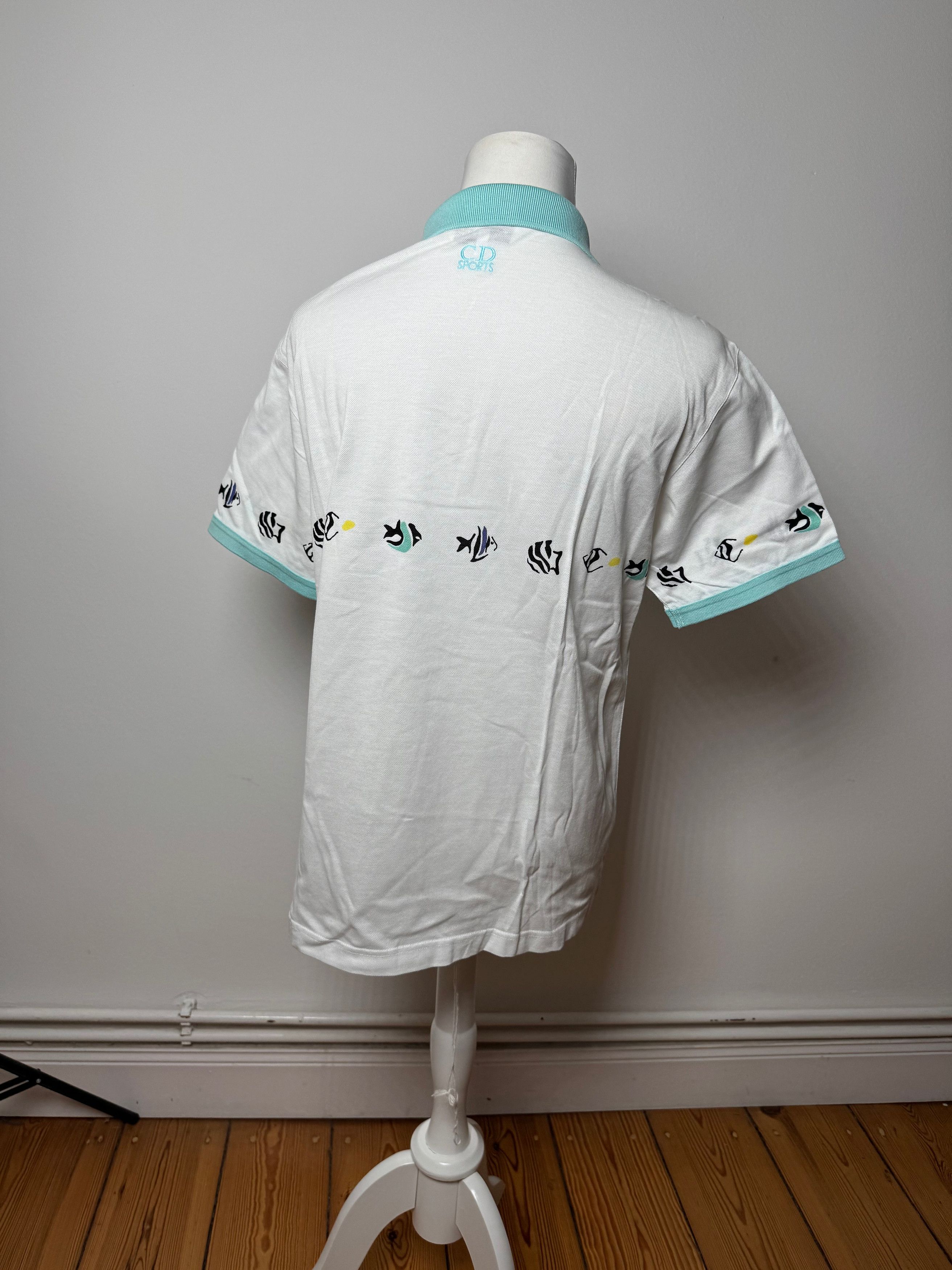 Dior Vintage Fish Polo White Turquoise L Size L / US 10 / IT 46 - 3 Thumbnail
