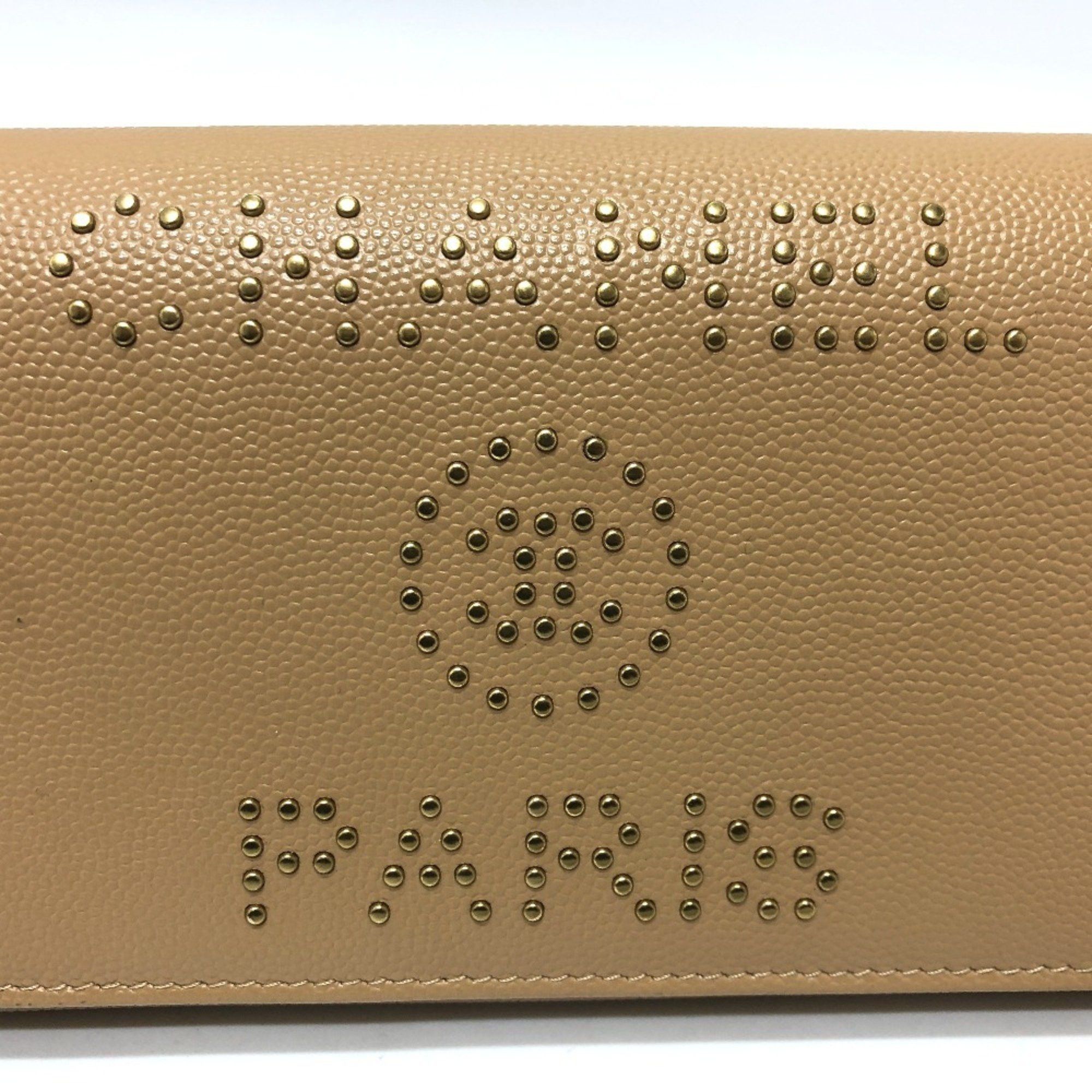 Chanel CHANEL Studded Logo Bifold Long Wallet in Caviar Leather, Beige Size ONE SIZE - 6 Thumbnail