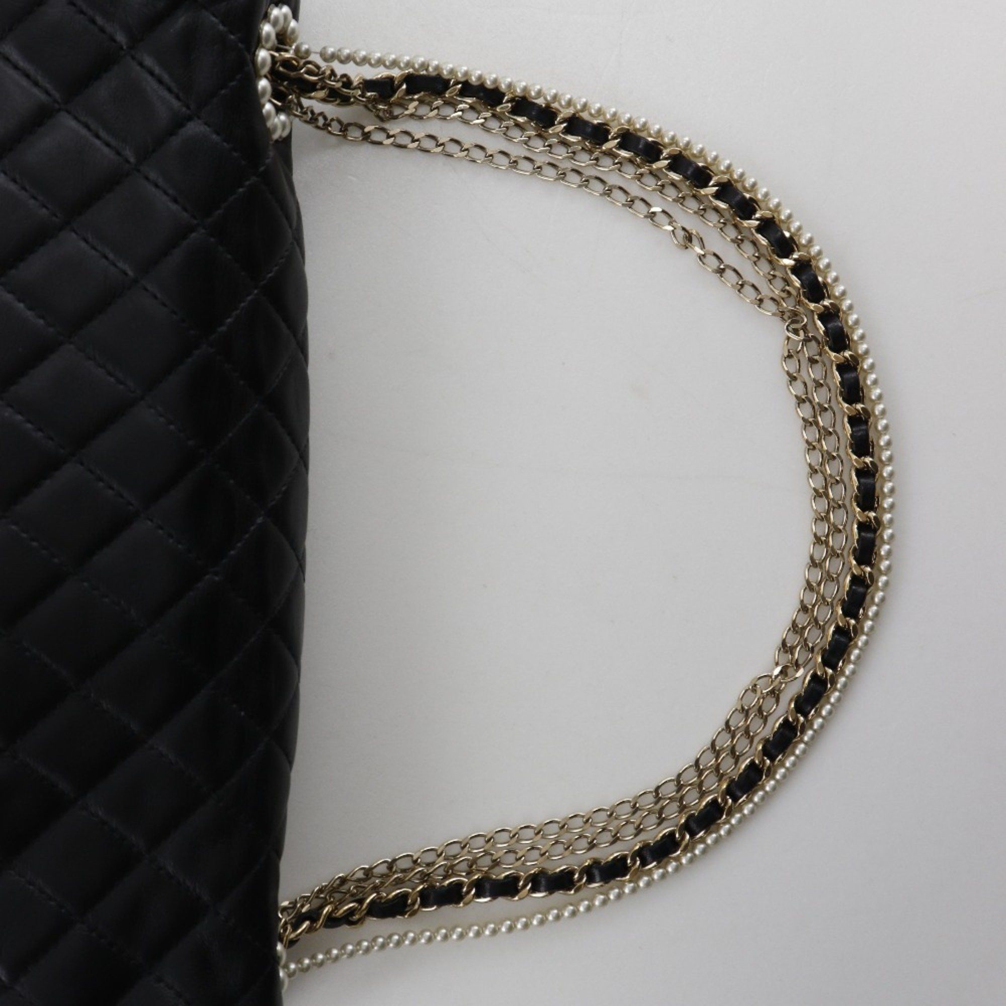 Chanel CHANEL Westminster Shoulder Bag, Chain Matelasse, A39011, Lambskin with Faux Pearl, Black, Women's Size ONE SIZE - 10 Thumbnail
