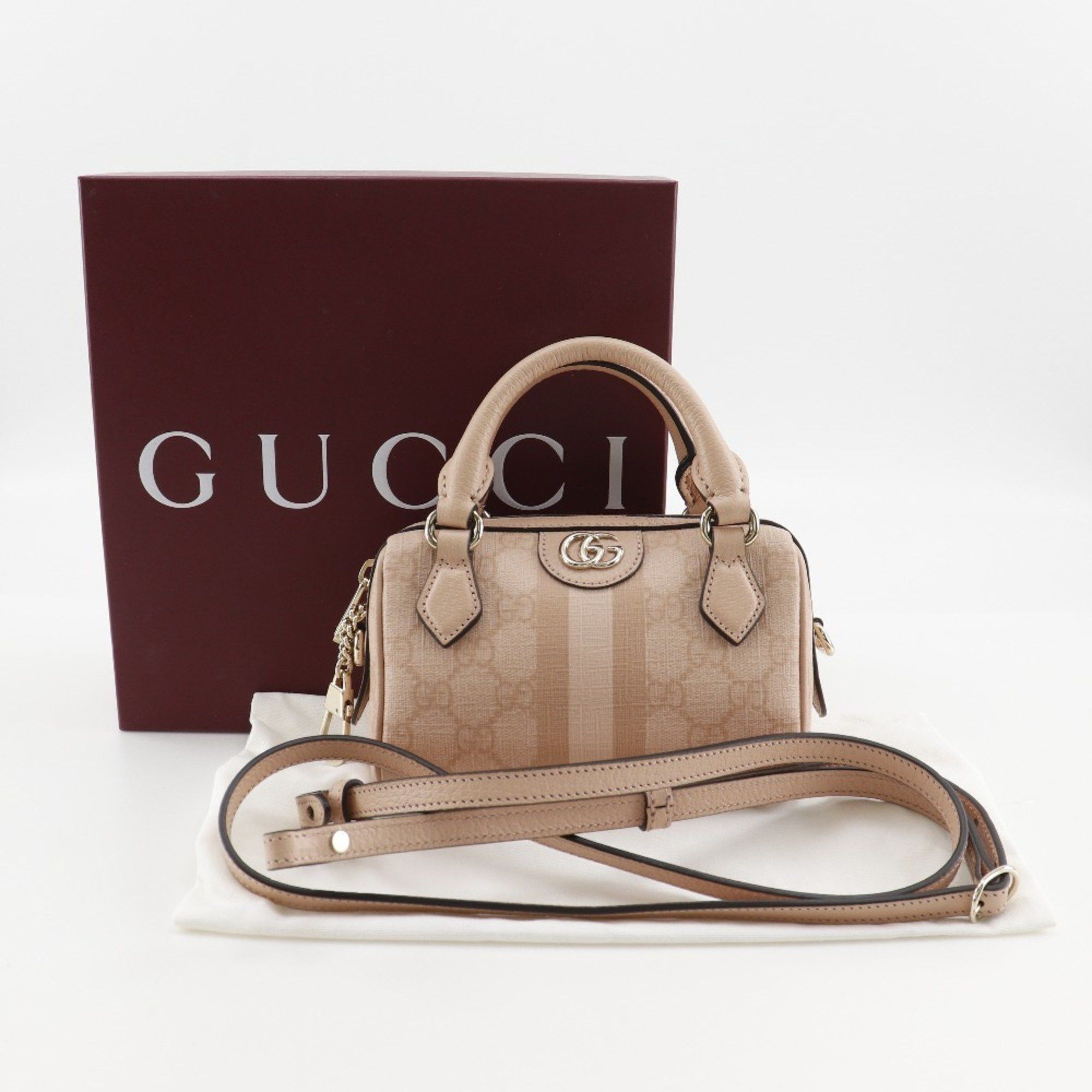 Gucci Gucci Ophidia Super Mini Handbag/Shoulder Bag (781490 FAD03 6241) in GG Supreme Canvas, Dusty Pink. Women's (S173025654). Size ONE SIZE - 10 Thumbnail