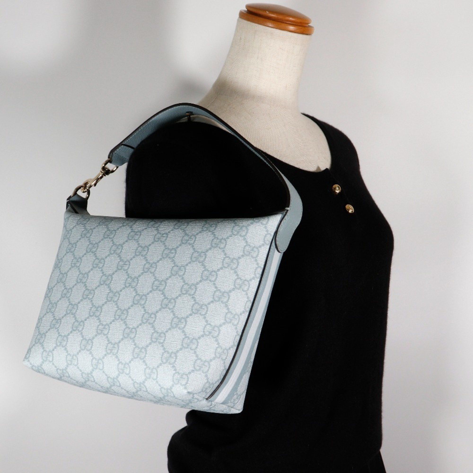 Gucci Gucci Ophidia Super Mini Shoulder Bag 795170 FAD09 8741 in GG Supreme Canvas, Dusty Blue. Women's. S173025653. Size ONE SIZE - 9 Thumbnail