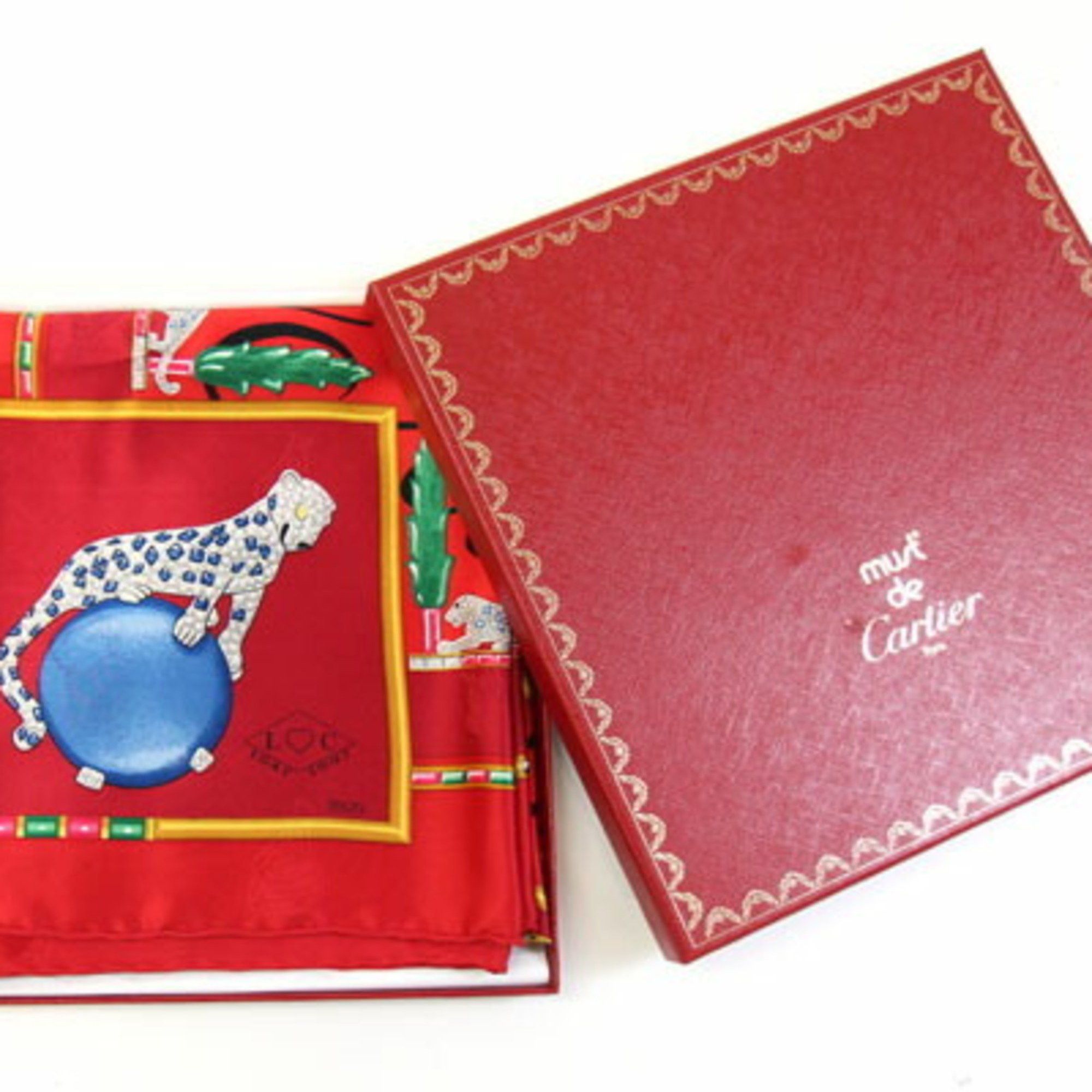 Cartier Cartier scarf/muffler, red, 100% silk, large, for women. Size ONE SIZE - 6 Thumbnail