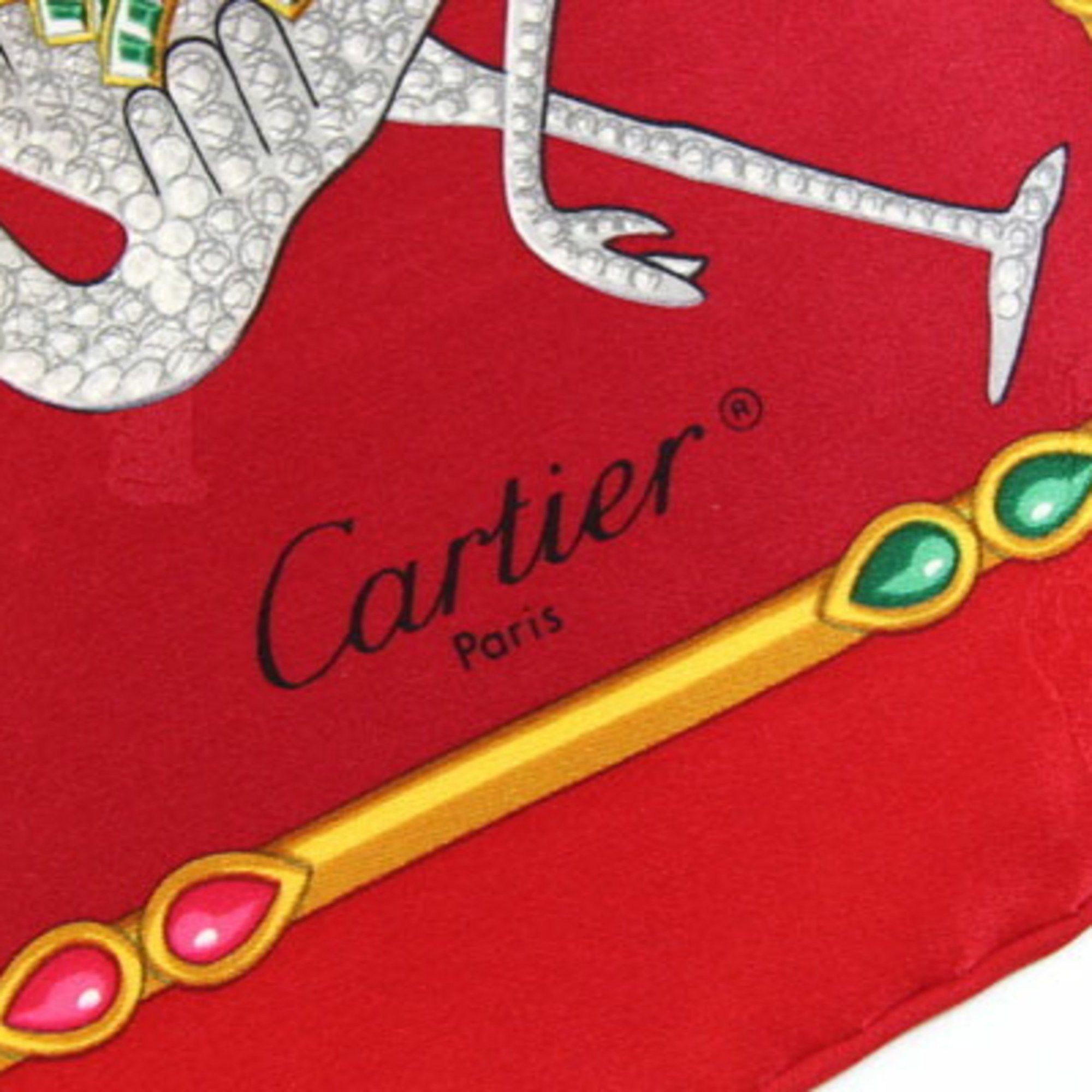 Cartier Cartier scarf/muffler, red, 100% silk, large, for women. Size ONE SIZE - 2 Thumbnail