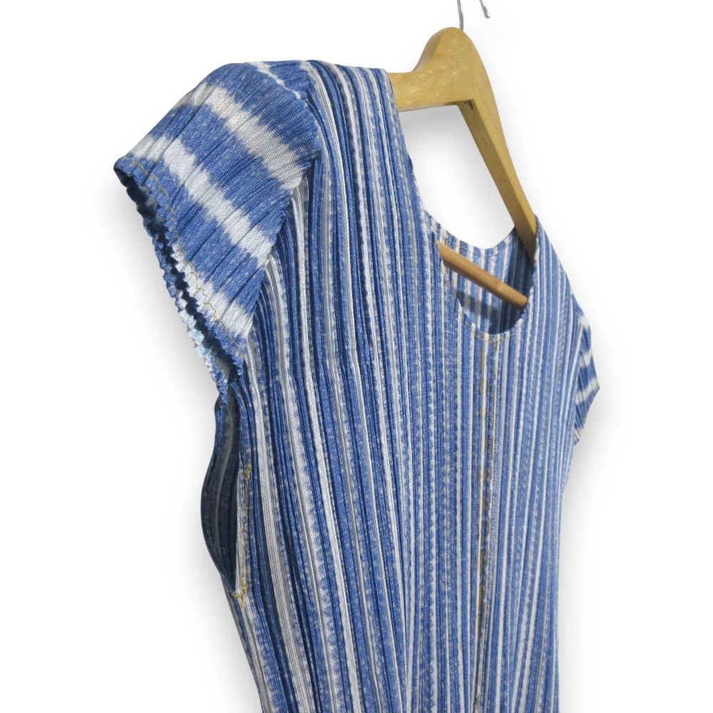 Issey Miyake Issey Miyake PLEATS PLEASE Denim Print Short Sleeve Tunic Cotton Tops PP23-JT536 DUTY FREE for USA Size ONE SIZE - 5 Thumbnail