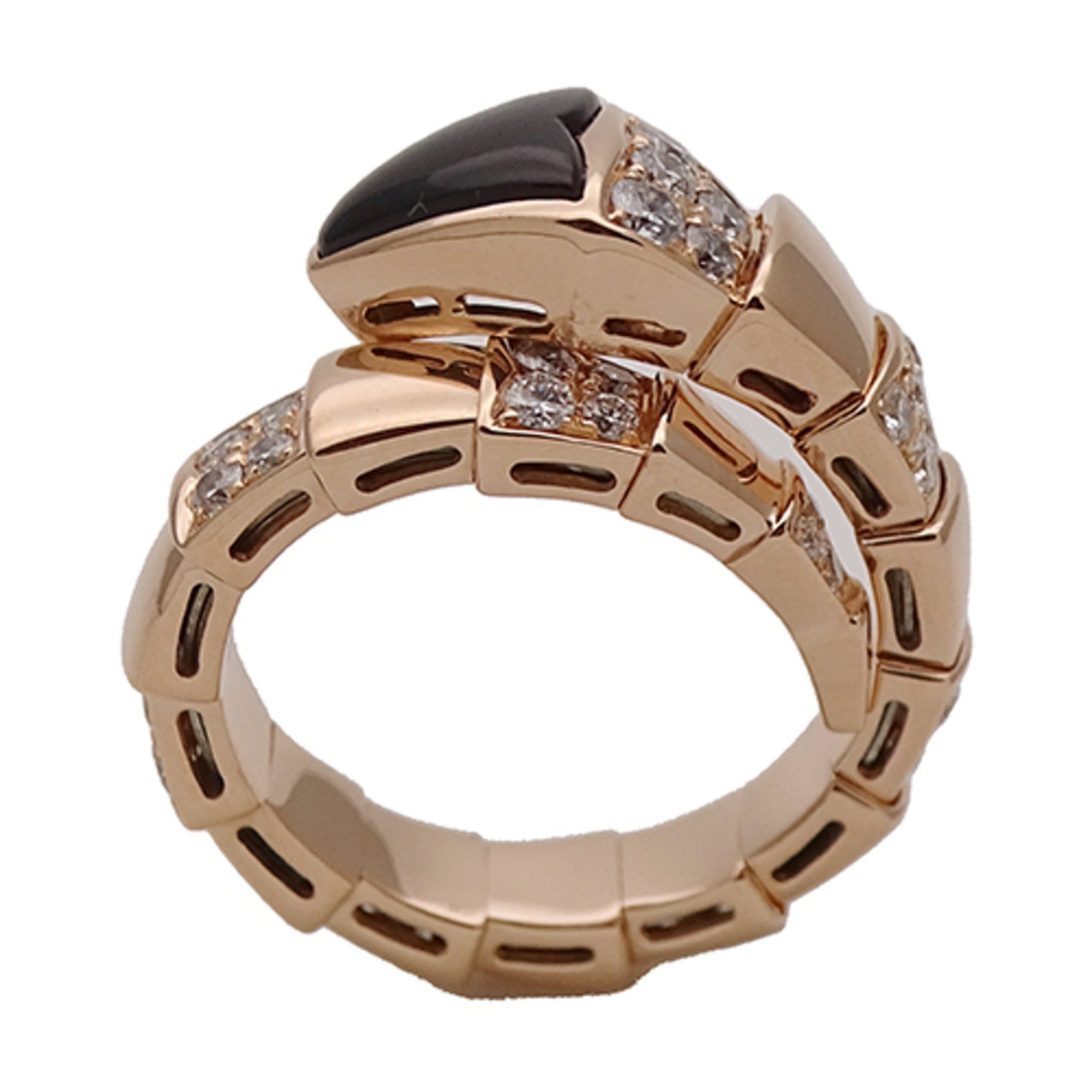 Bvlgari BVLGARI Serpenti Viper Ring, 750PG Onyx and Diamond, Men's Women's, Pink Gold, Polished, Size M (Approx. 11) Size ONE SIZE - 3 Thumbnail