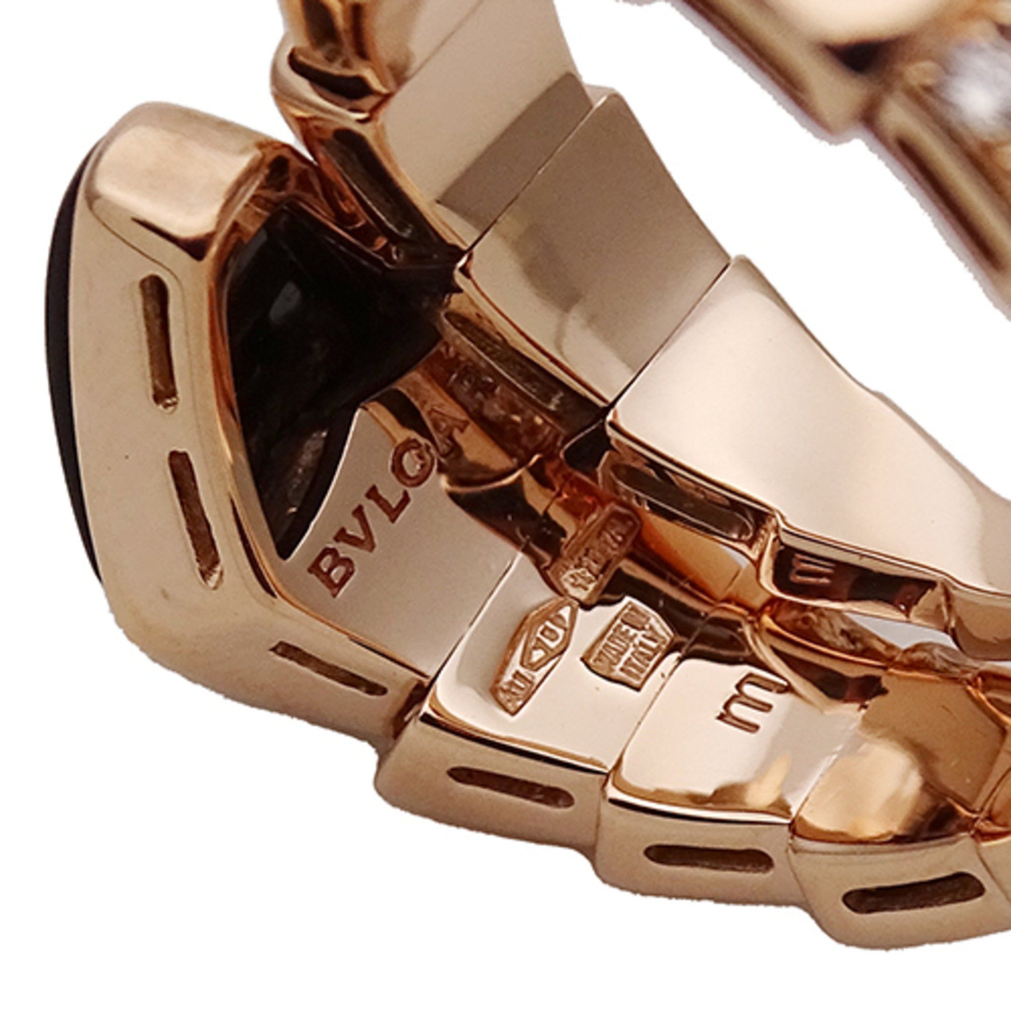 Bvlgari BVLGARI Serpenti Viper Ring, 750PG Onyx and Diamond, Men's Women's, Pink Gold, Polished, Size M (Approx. 11) Size ONE SIZE - 6 Thumbnail