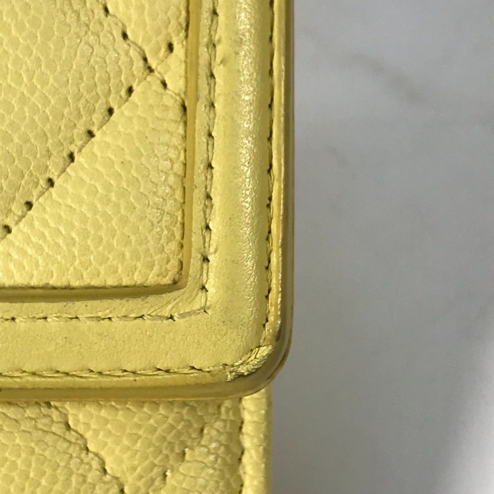 Chanel CHANEL Filigree CC Coco Mark Bifold Long Wallet in Caviar Leather, Yellow Size ONE SIZE - 11 Thumbnail