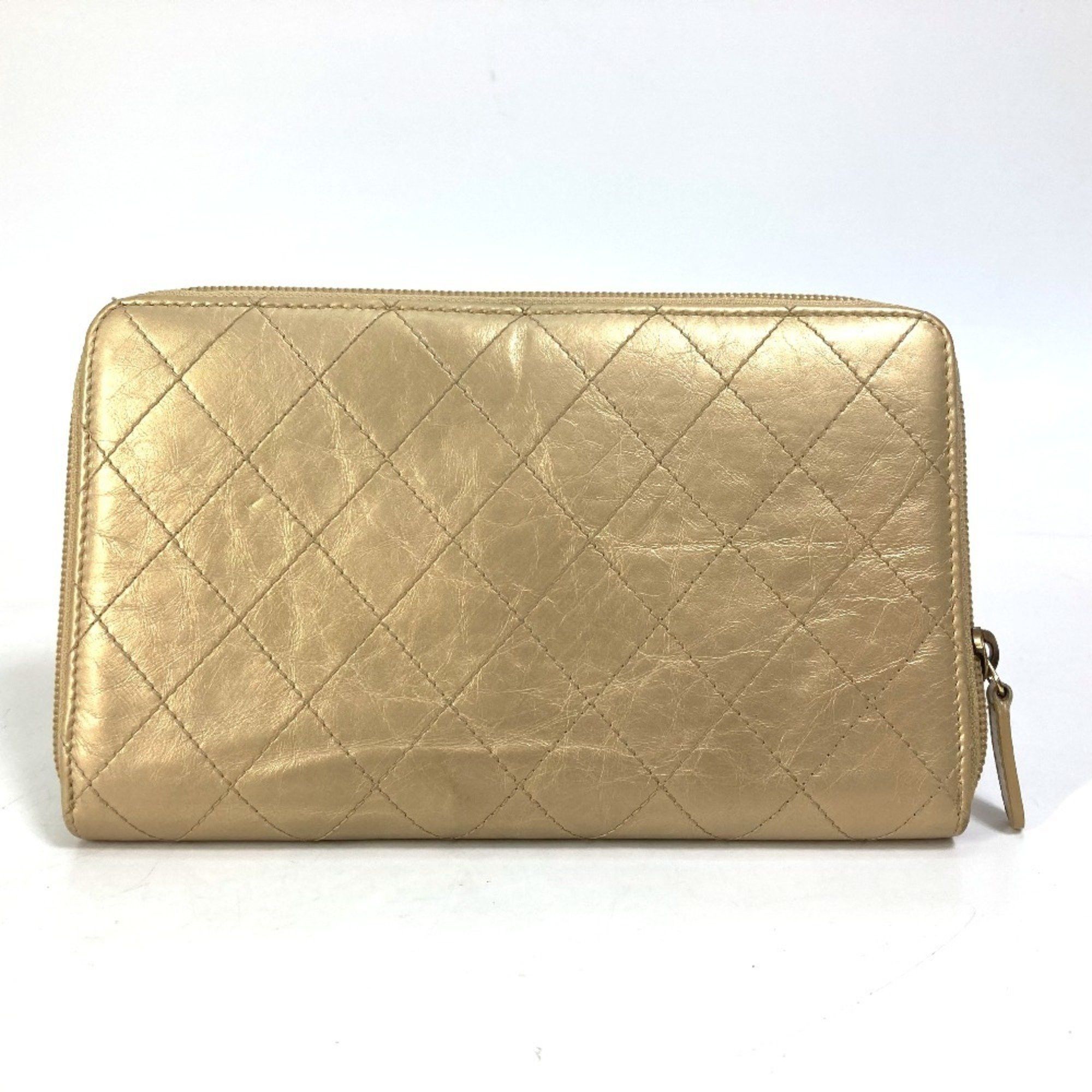 Chanel CHANEL Coco Mark CC Matelasse Quilted Round Zip Long Wallet in Calfskin, Gold Size ONE SIZE - 2 Thumbnail