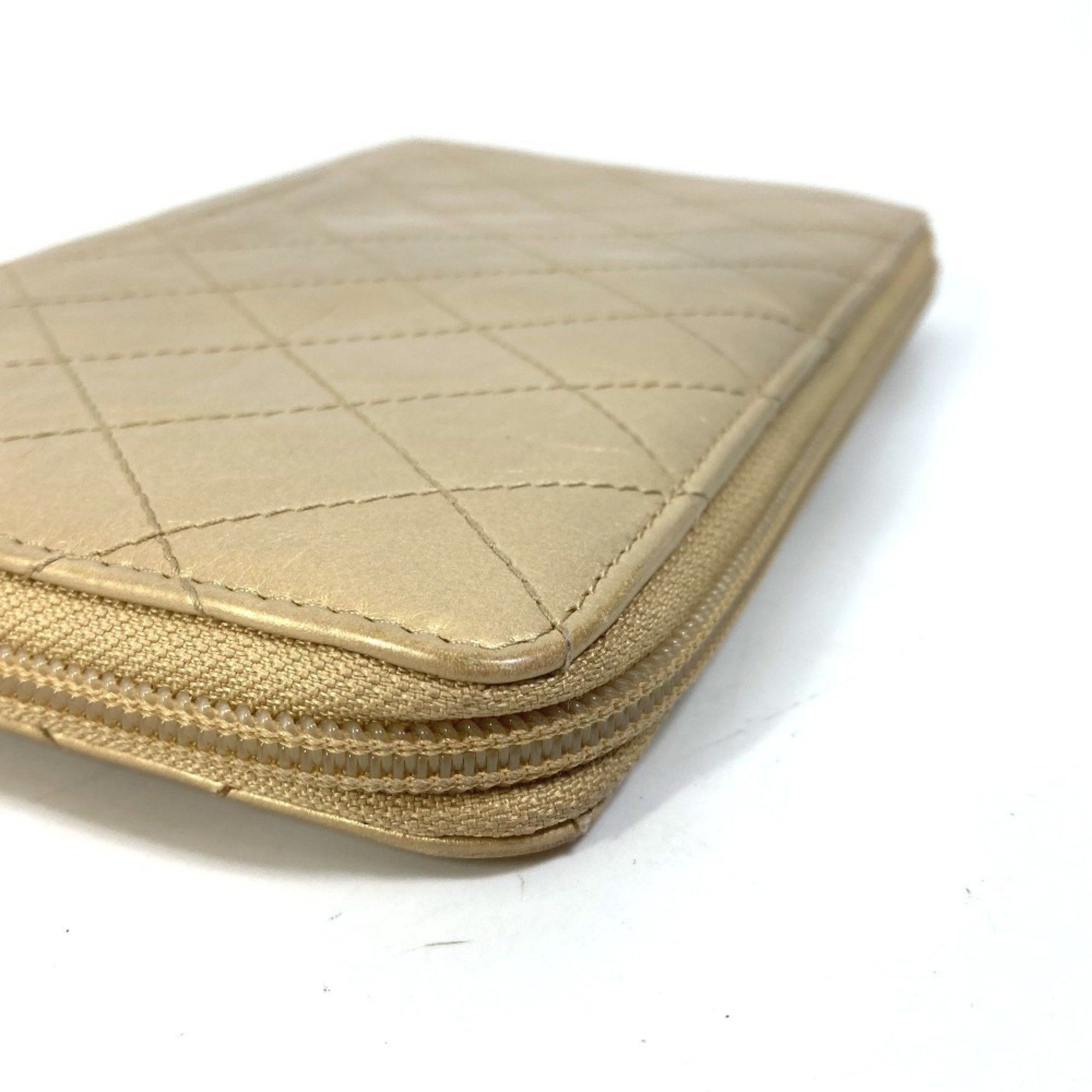 Chanel CHANEL Coco Mark CC Matelasse Quilted Round Zip Long Wallet in Calfskin, Gold Size ONE SIZE - 8 Thumbnail