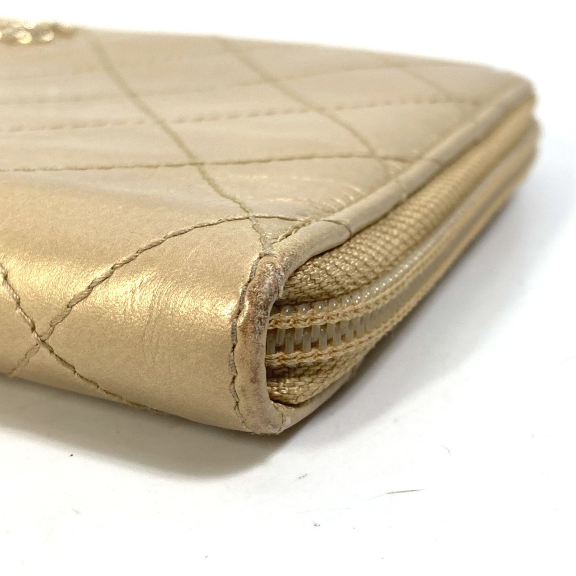 Chanel CHANEL Coco Mark CC Matelasse Quilted Round Zip Long Wallet in Calfskin, Gold Size ONE SIZE - 4 Thumbnail