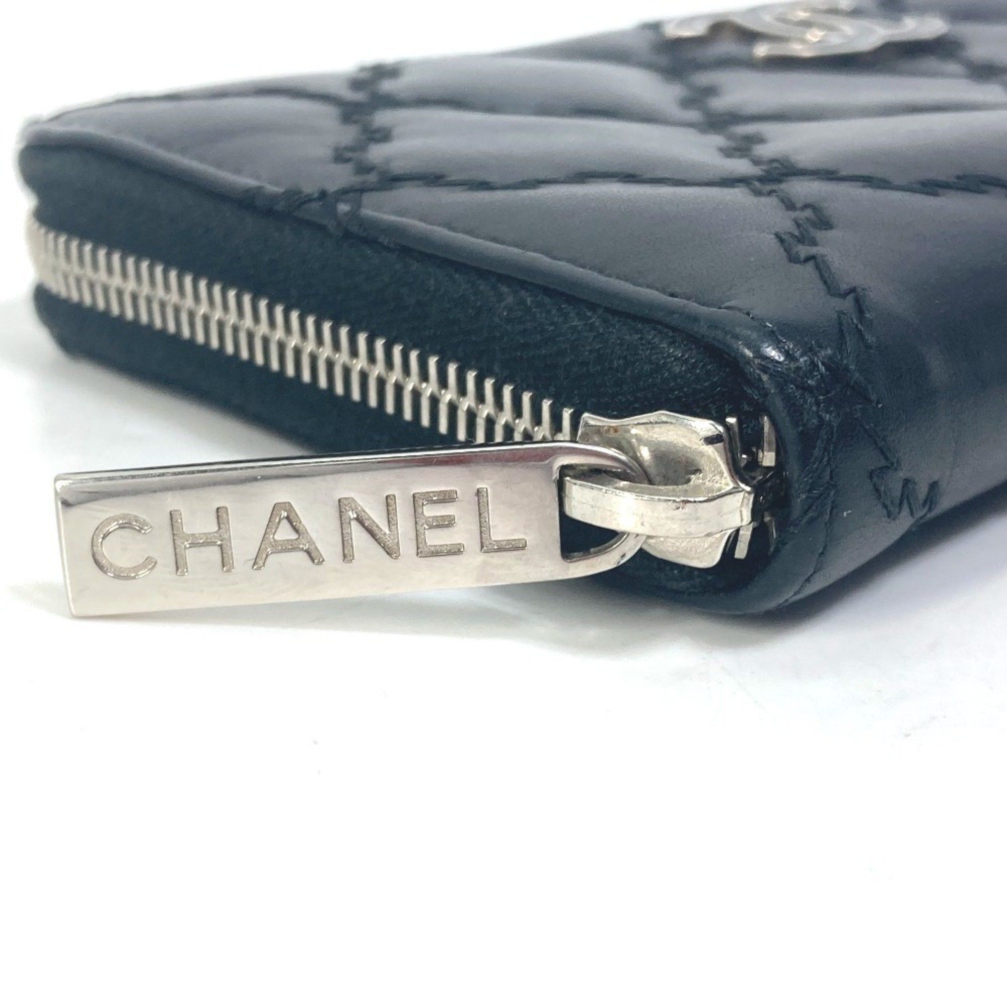 Chanel CHANEL Coco Mark CC Matelasse Quilted Zip-Around Long Wallet in Lambskin, Black Size ONE SIZE - 7 Thumbnail
